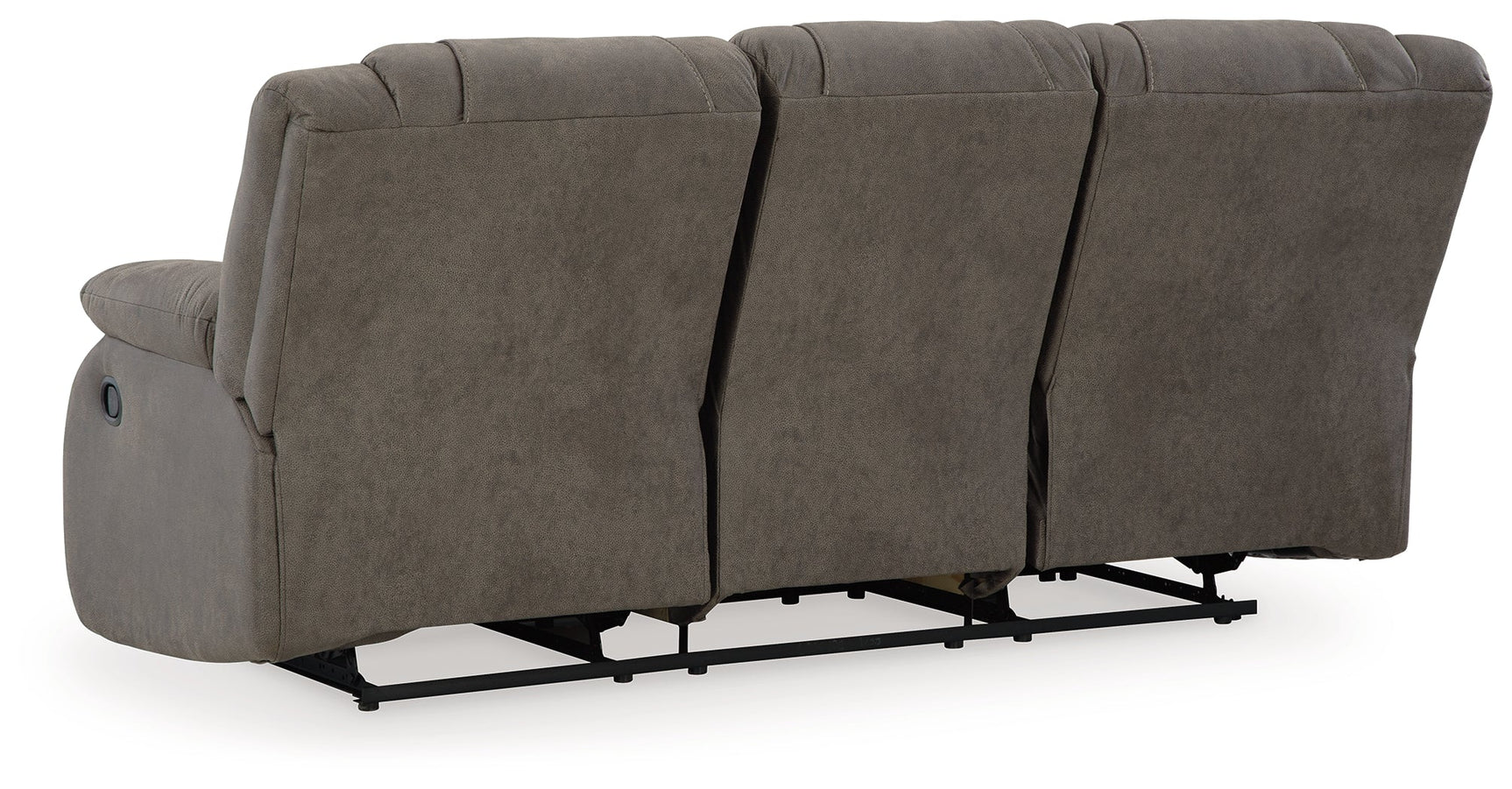 Open recliner footrest on First Base Gunmetal Sofa