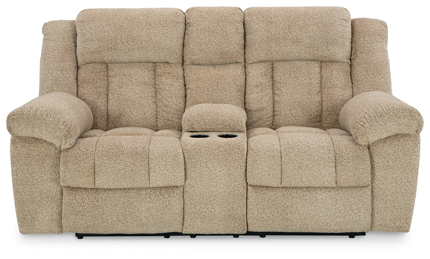 Tip-Off Power Reclining Loveseat front view with headrest raised