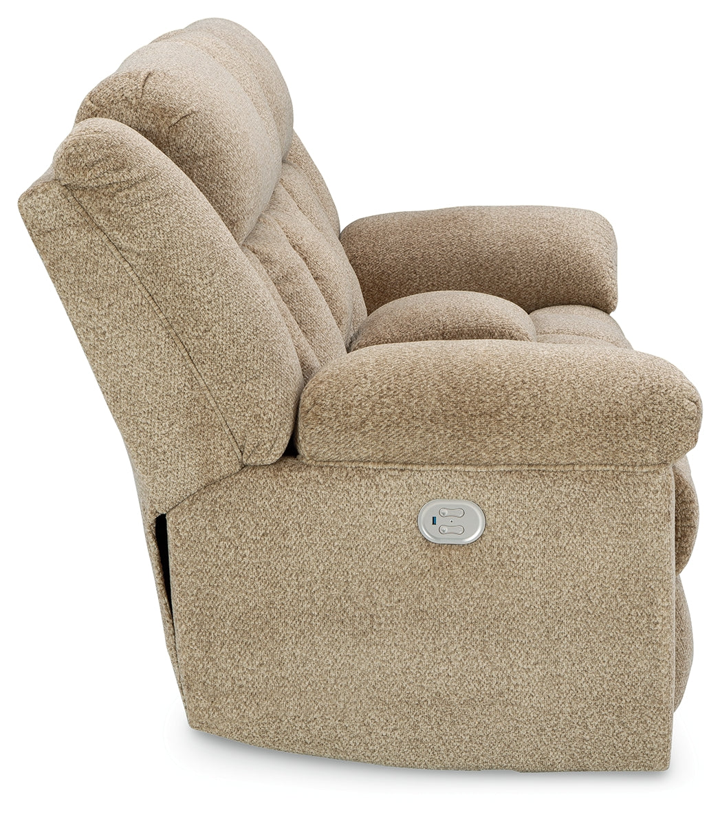 Side view of Tip-Off Power Reclining Loveseat