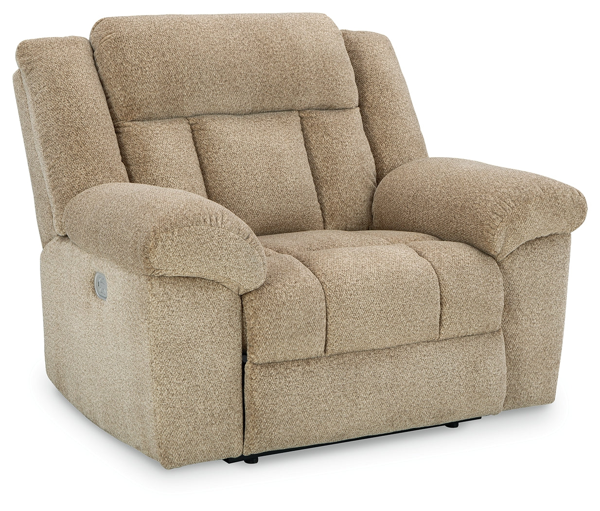 Side view of Tip-off Wheat Chenille Power Recliner
