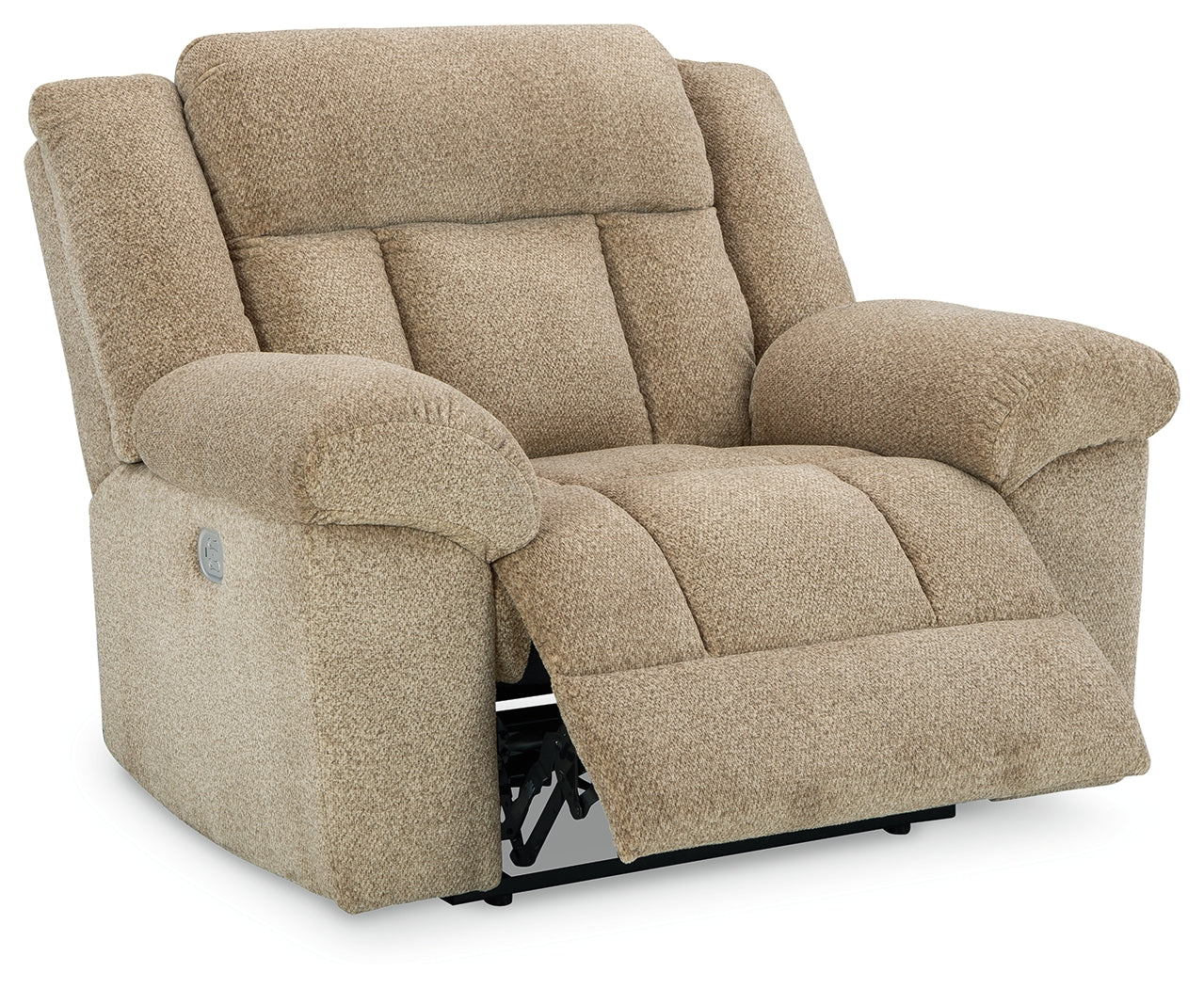 Reclined position of Tip-off Wheat Chenille Power Recliner