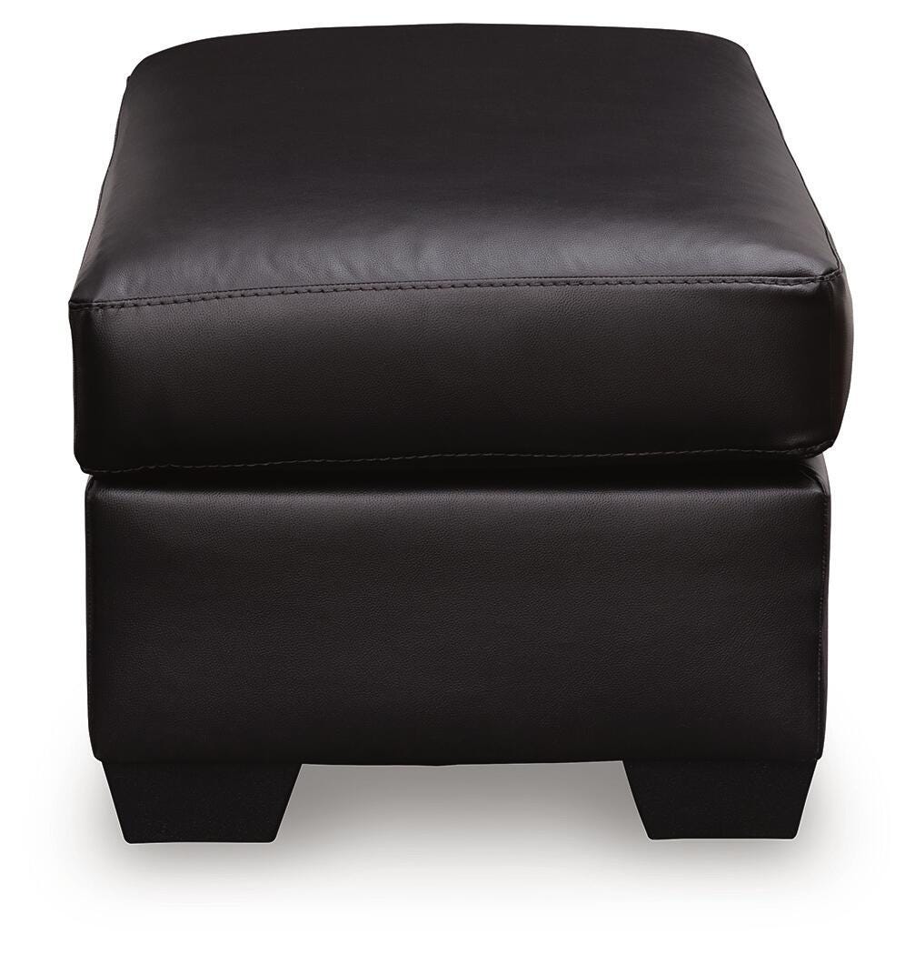 Glennbre Midnight Faux Leather Ottoman view 4
