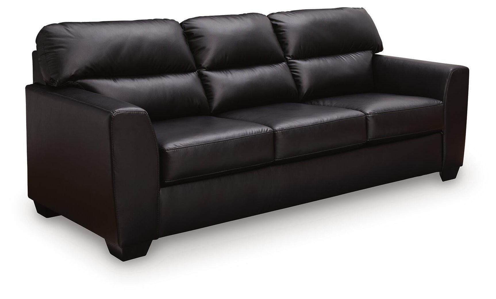 Glennbre Midnight Faux Leather Sofa angled view