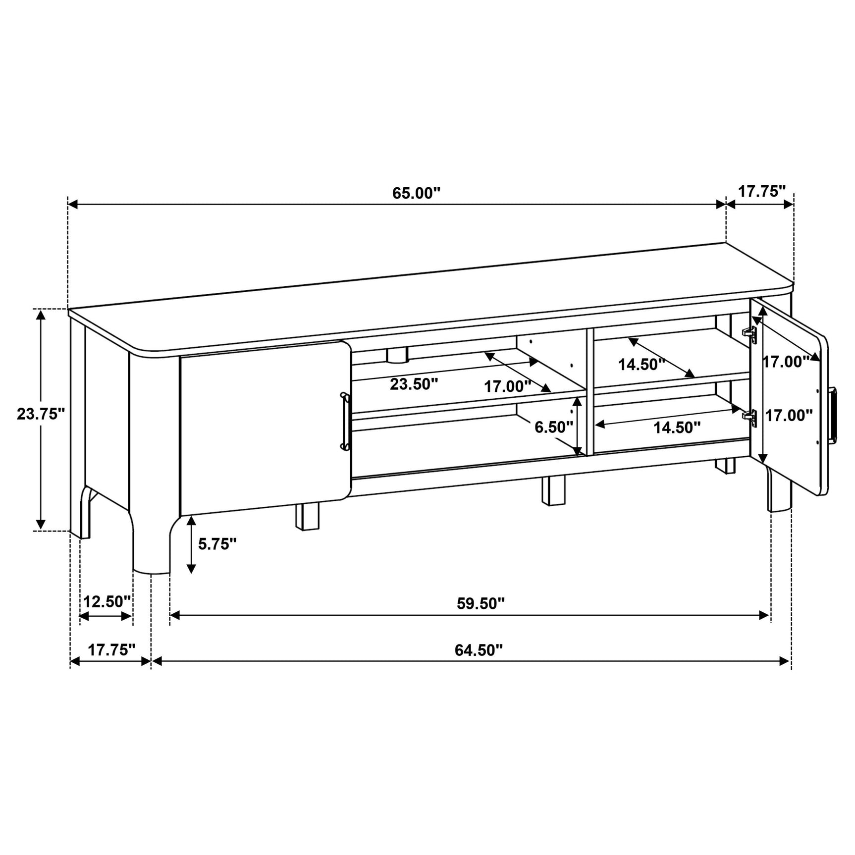 Rowe media console under mounted TV in living room