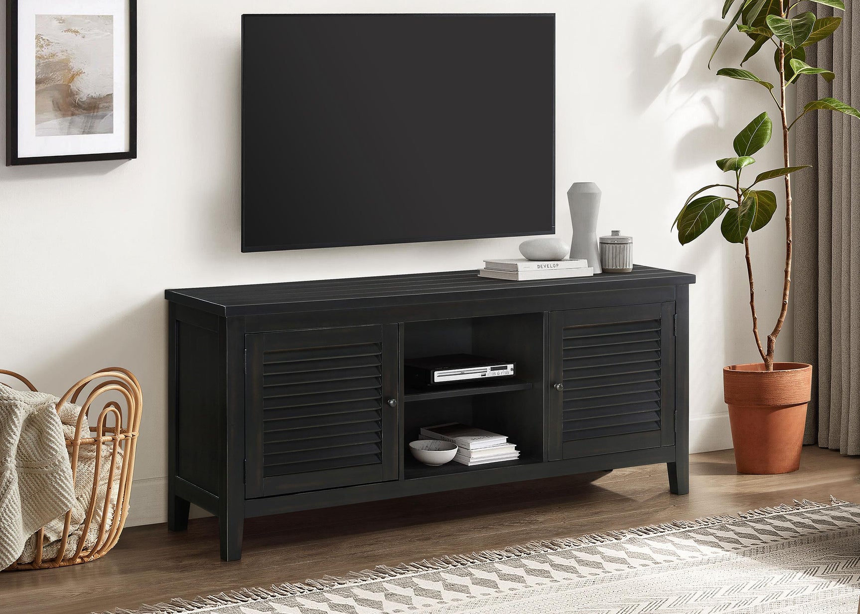 Concord TV Stand side angle showing doors closed