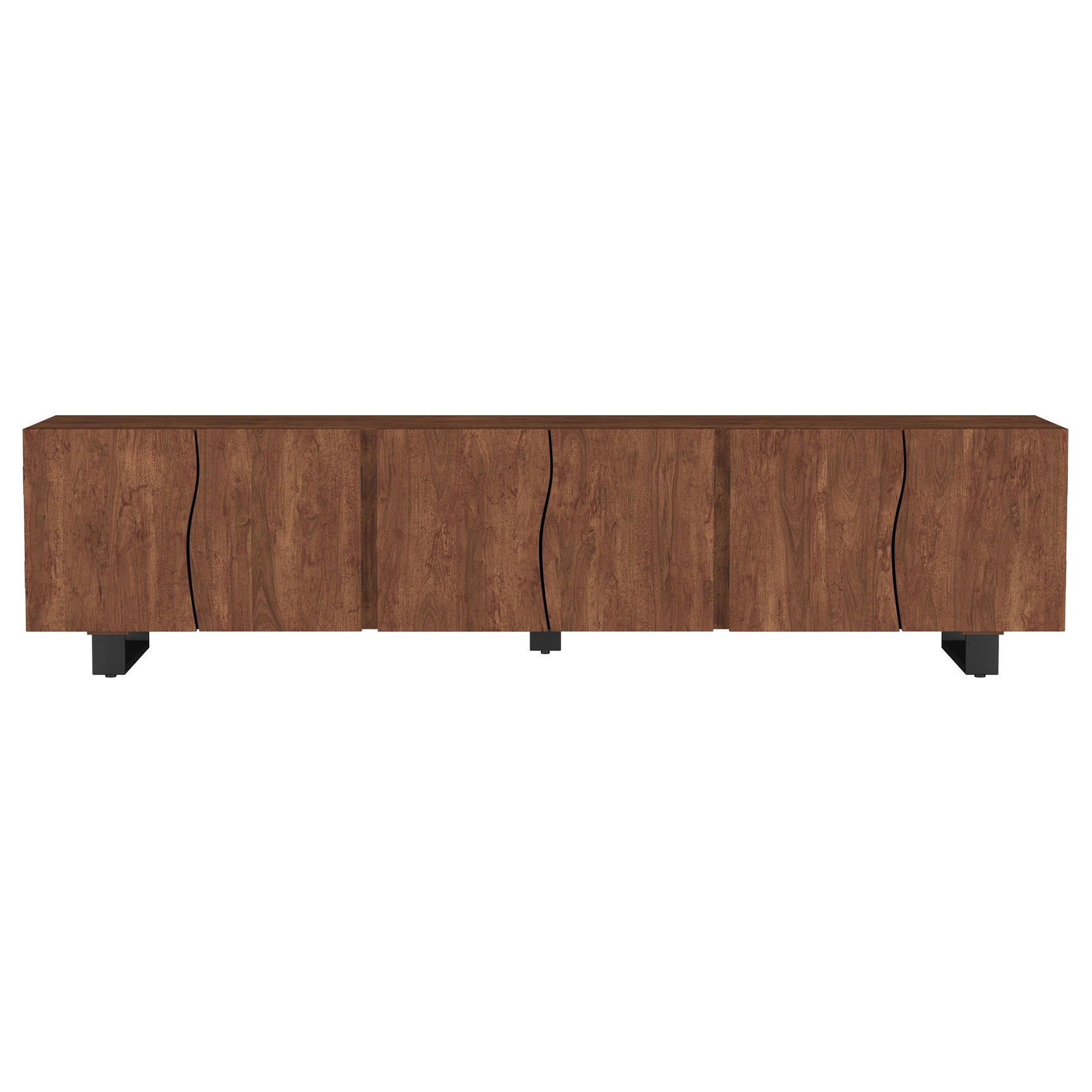 Interior view of adjustable shelves inside Trask TV stand
