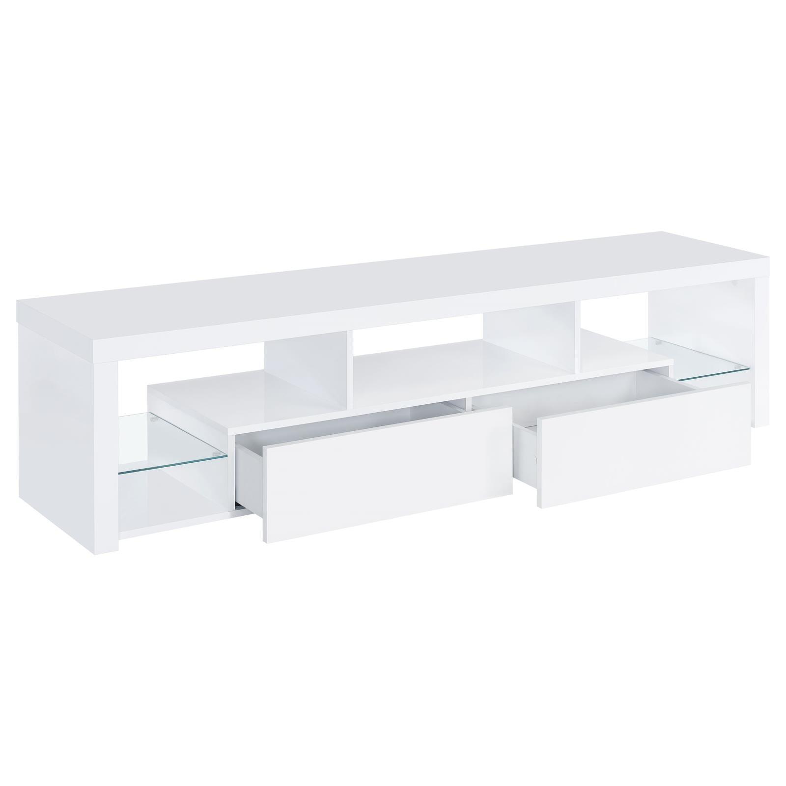 Top view of Jude high gloss white TV console