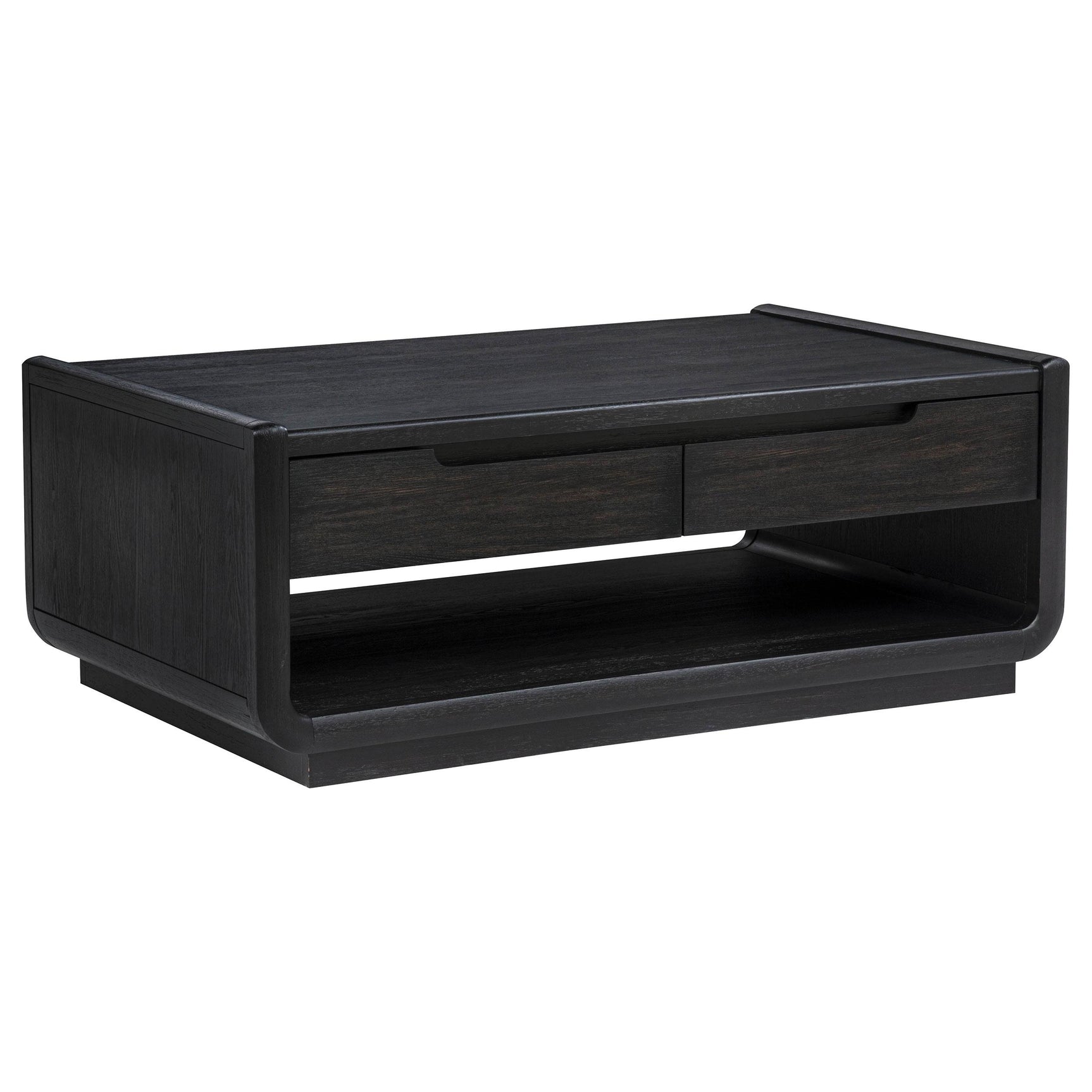 Open shelf under coffee table