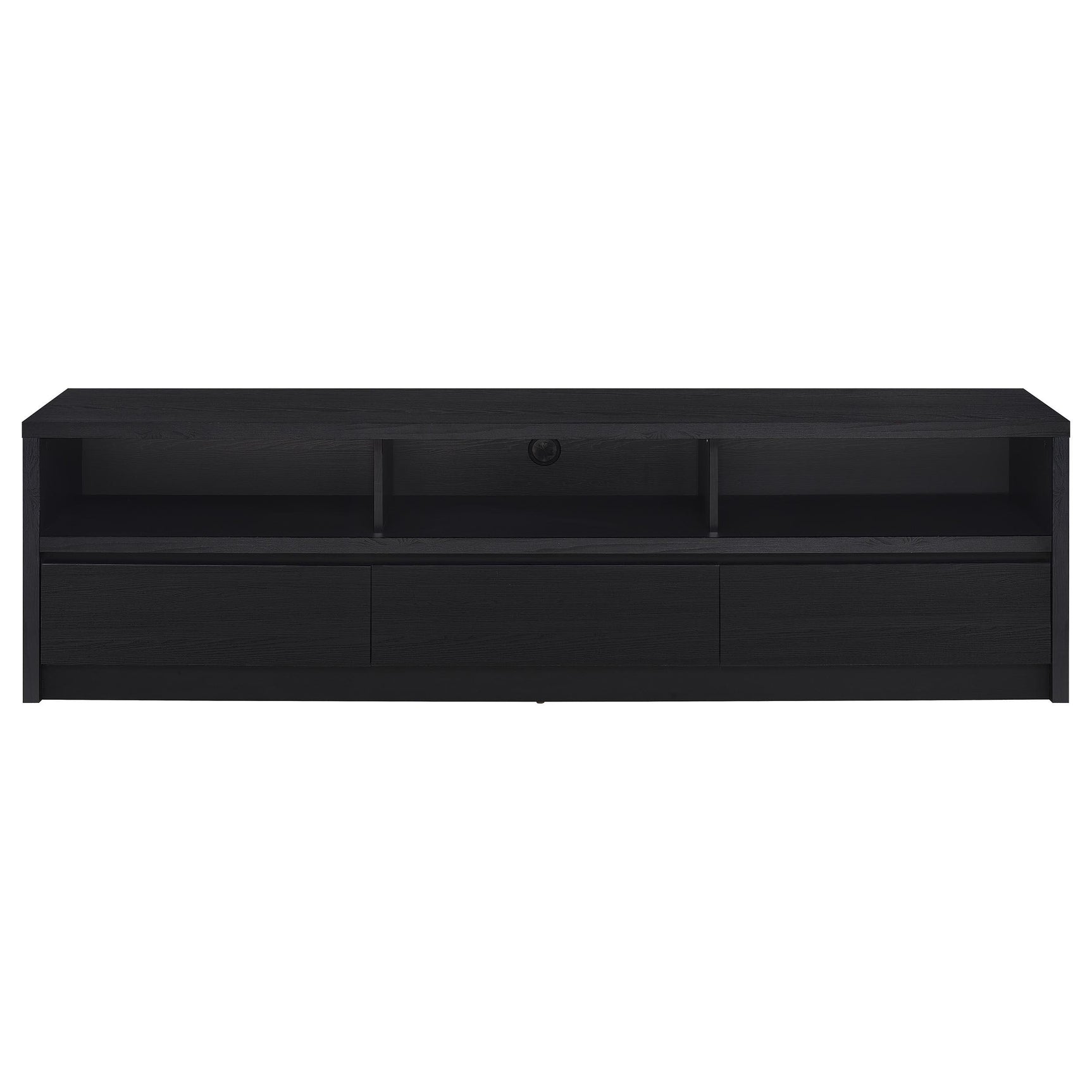 Back view showing wire management hole on Rutland TV stand