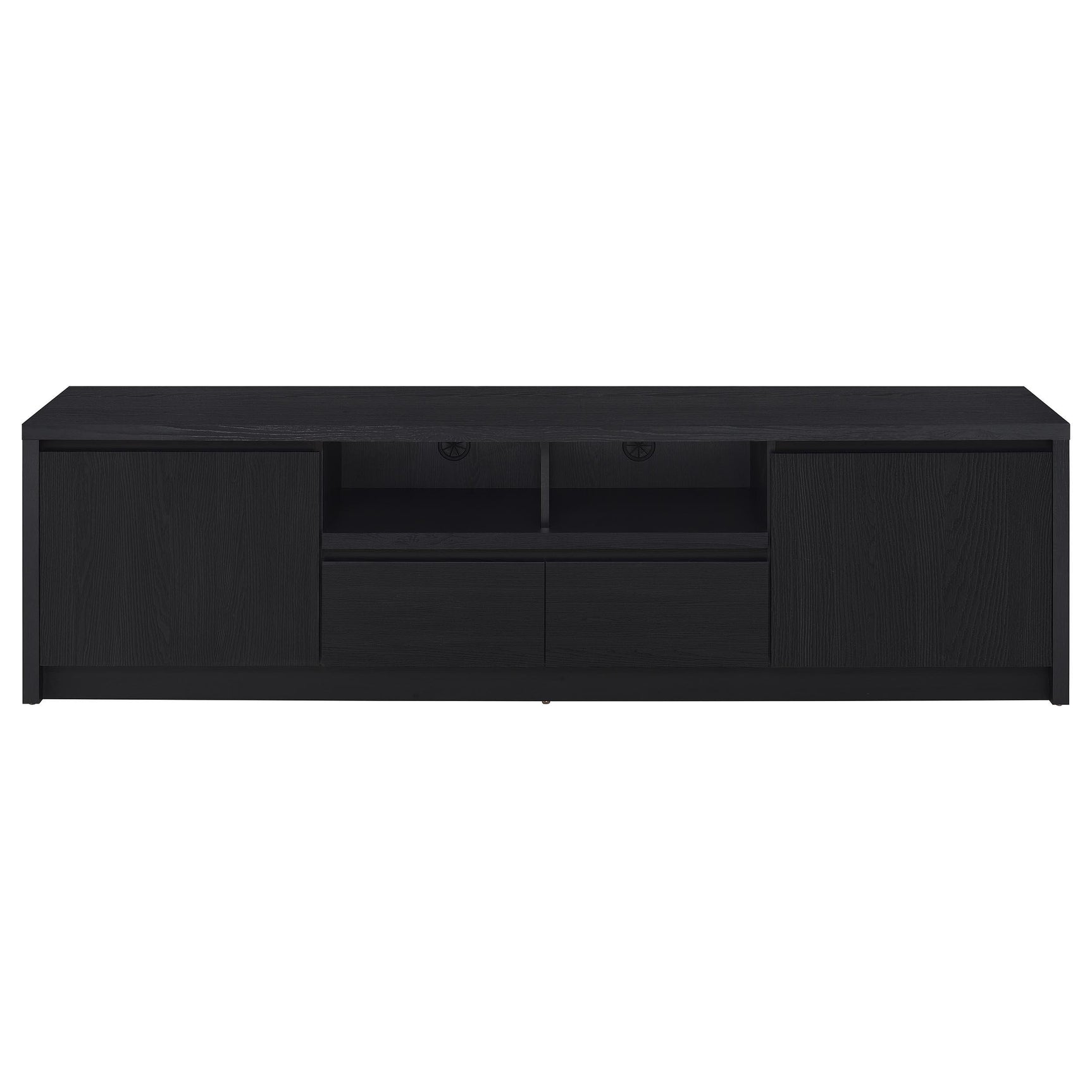 Entertainment center cable management holes detail