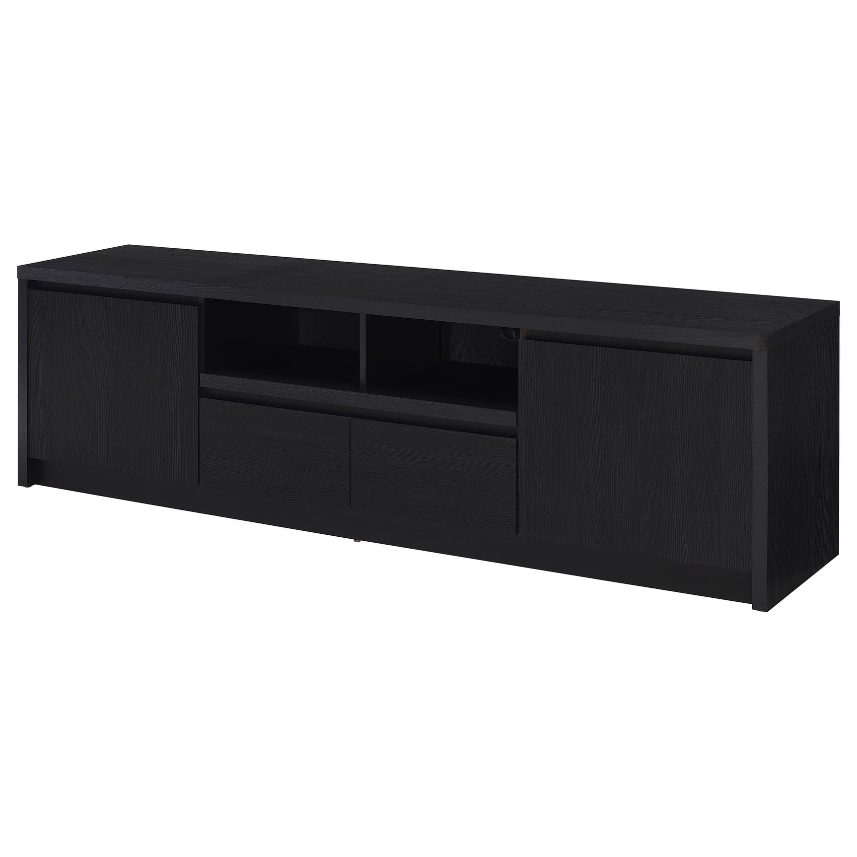 Top view of Winfield 78-inch TV stand with cables