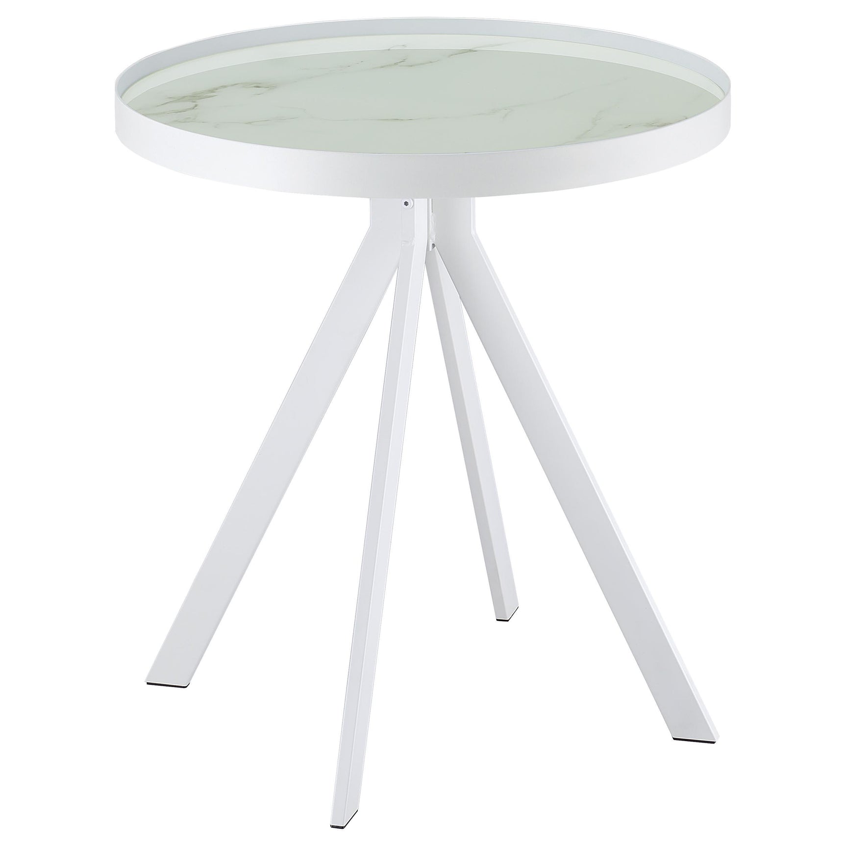 Briggs marble print glass top end table in living room setting
