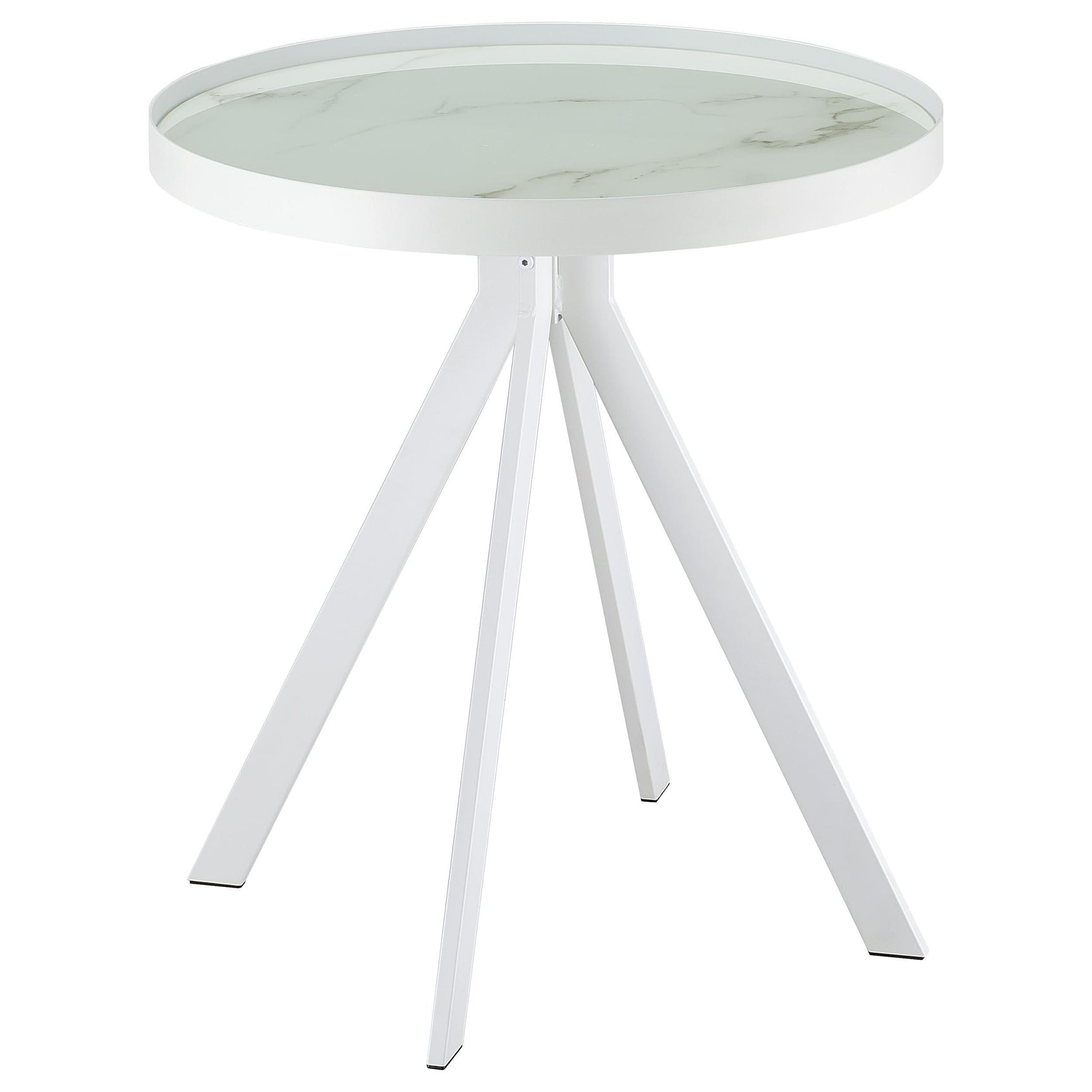 Briggs round glass end table side angle