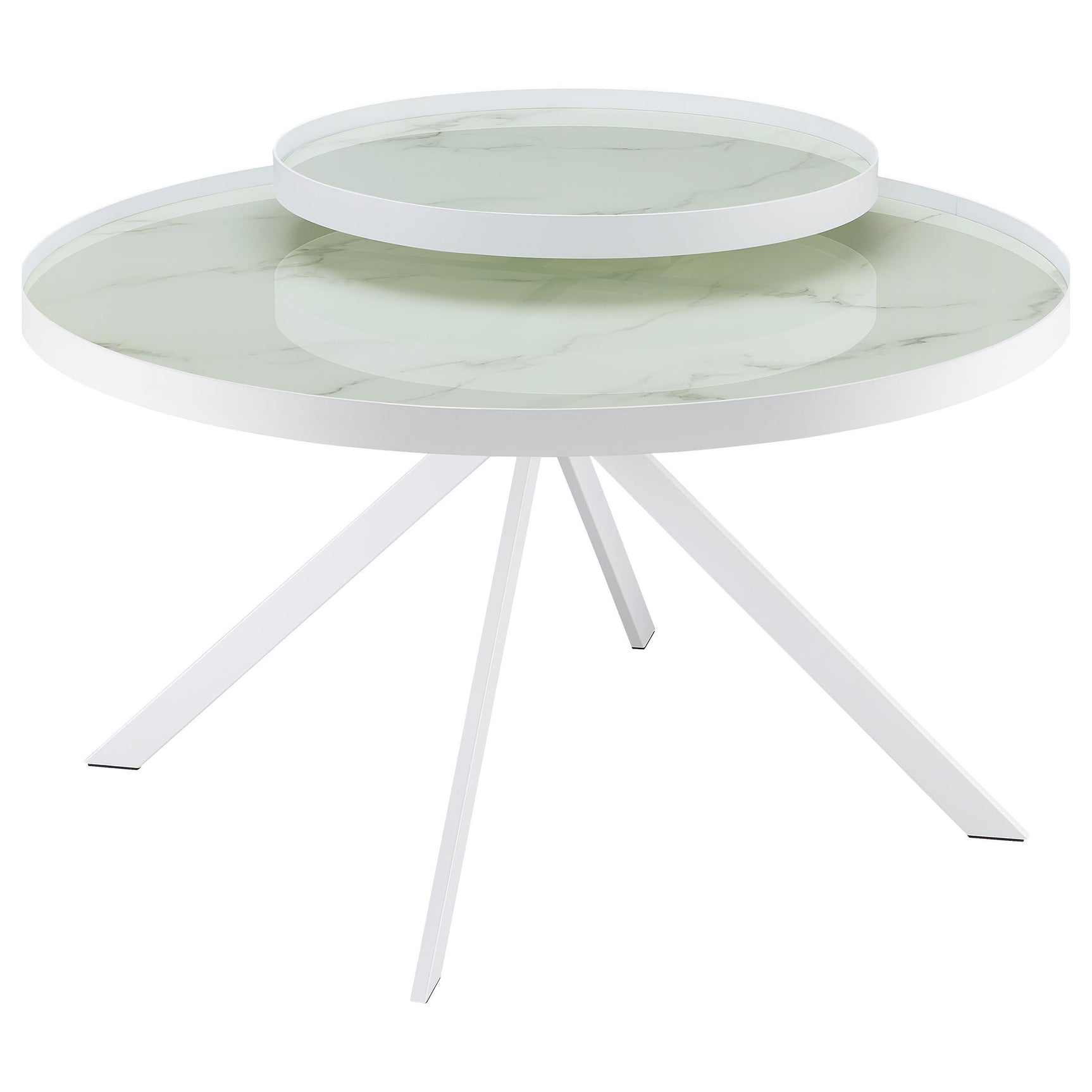 Briggs end table with marble-patterned tempered glass top
