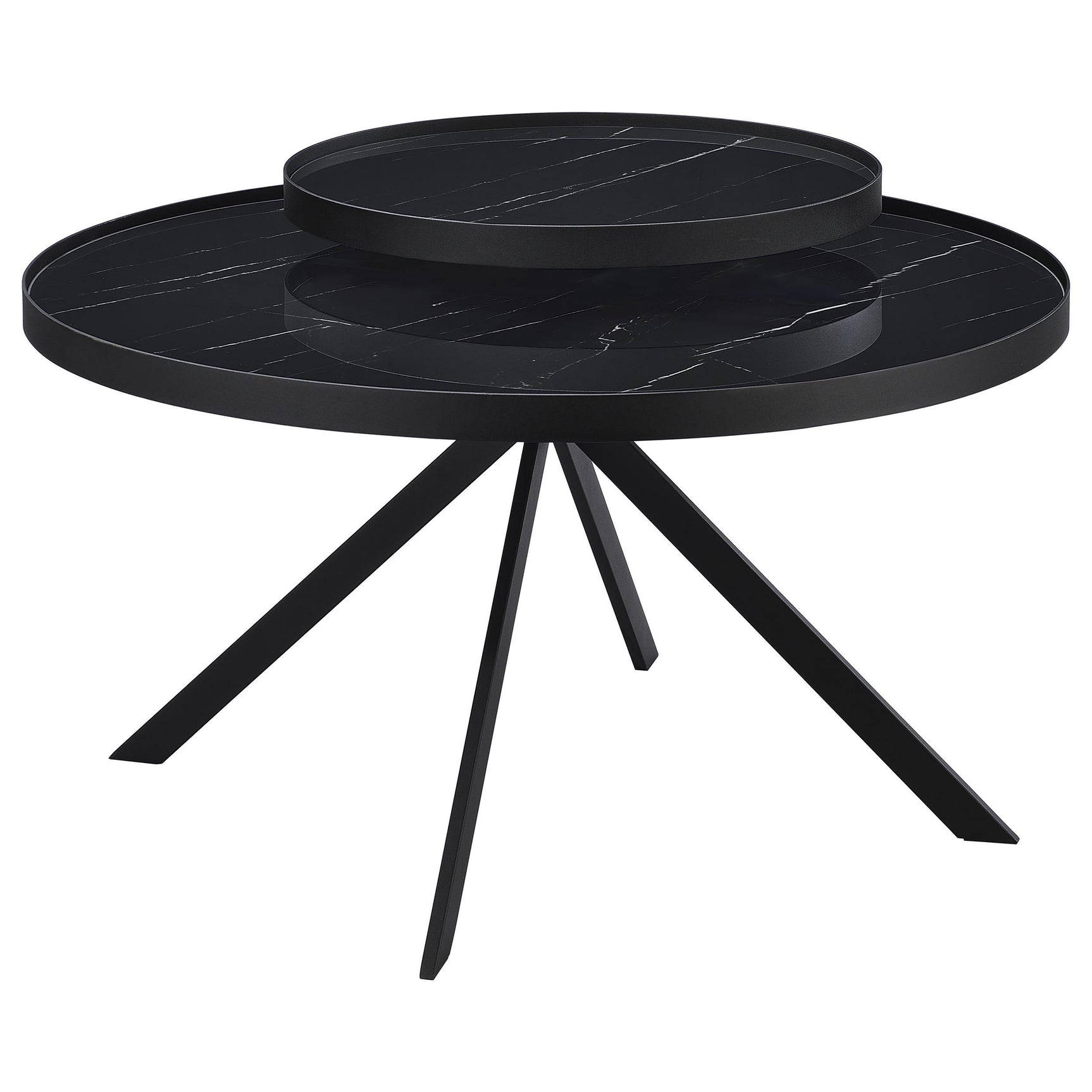 Top view of Briggs round coffee table and end table set