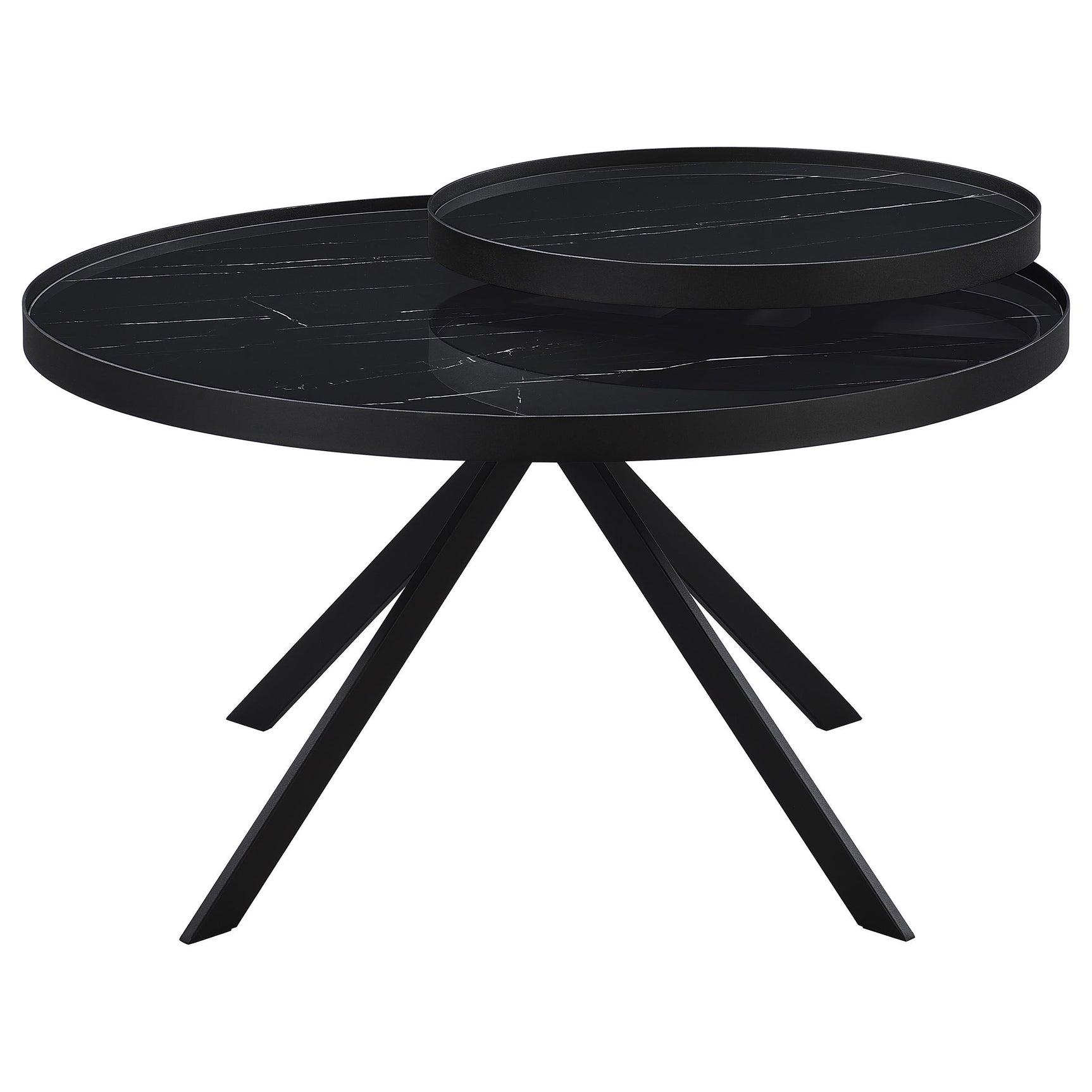 Detail of metal frame and leveler on Briggs coffee table