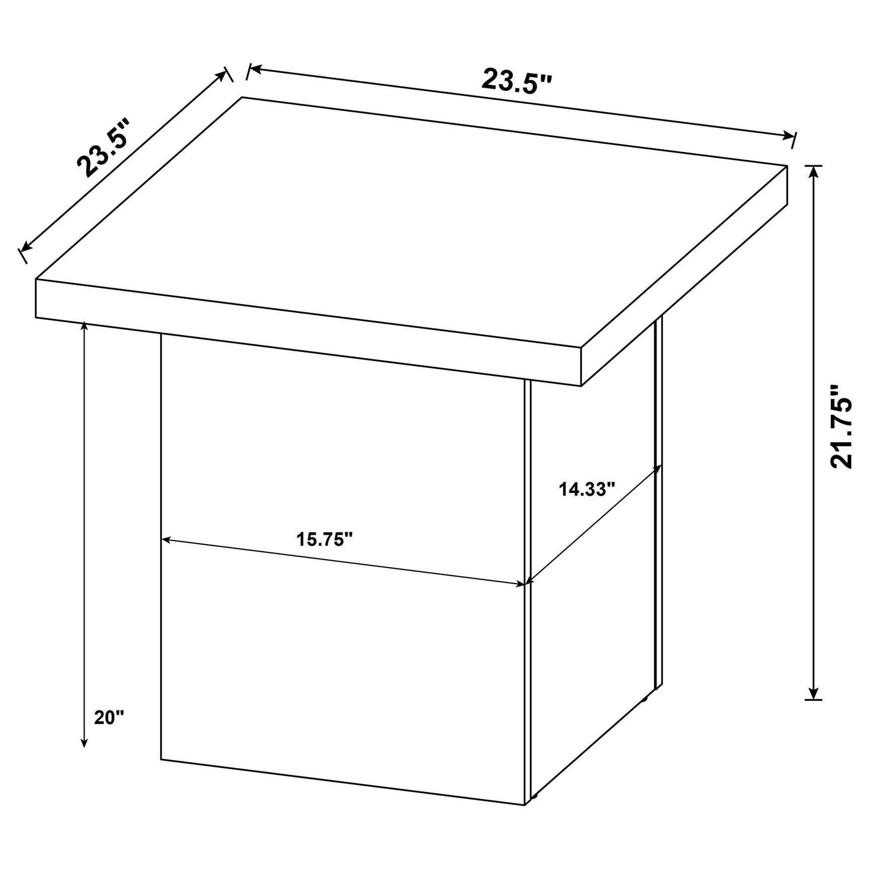 Max Square end table assembled view