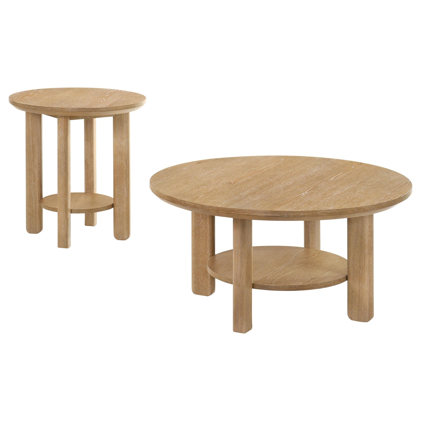 Ottowa end table round top with shelf in light oak