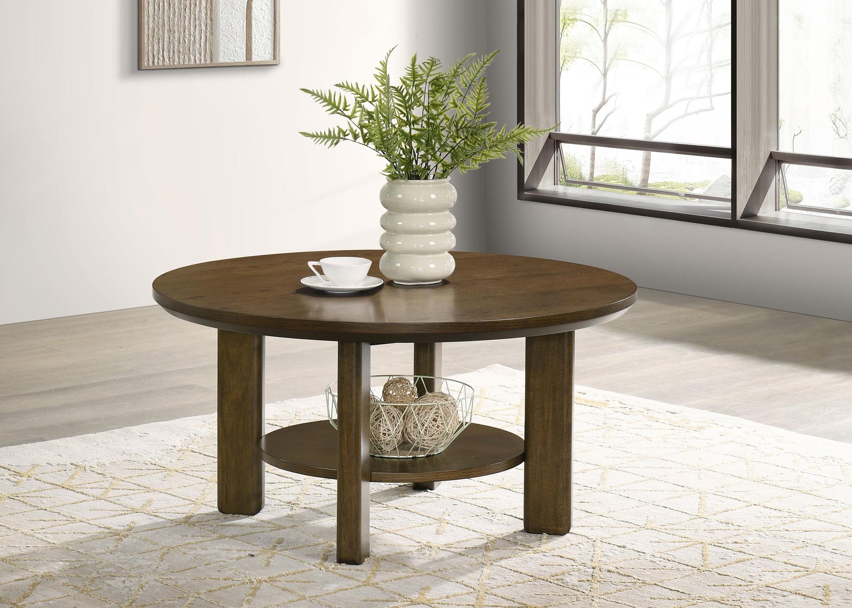 Ottowa coffee table side angle showing sculptural legs