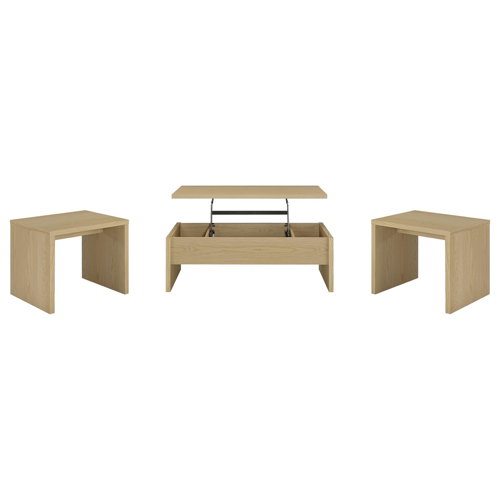 Canoga lift top cocktail coffee table with storage, side view