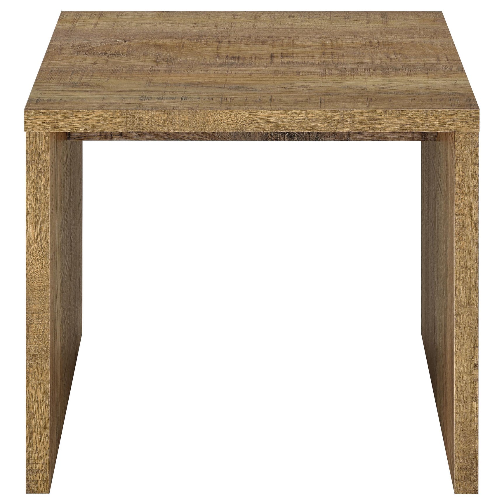 Coordinating mango finish end table side angle
