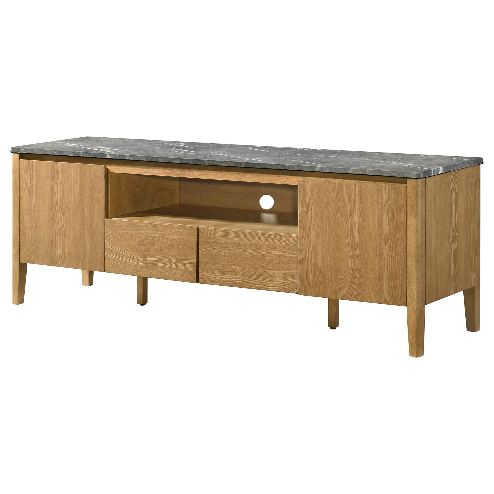 Top view highlighting SmartTop laminate surface on Bradley TV stand