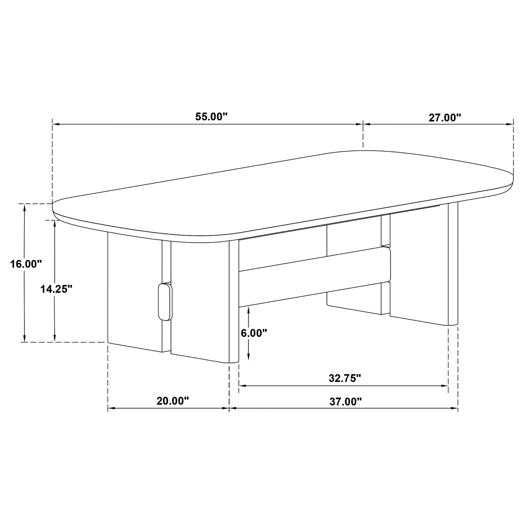 Kailani Coastal Coffee Table top surface angled
