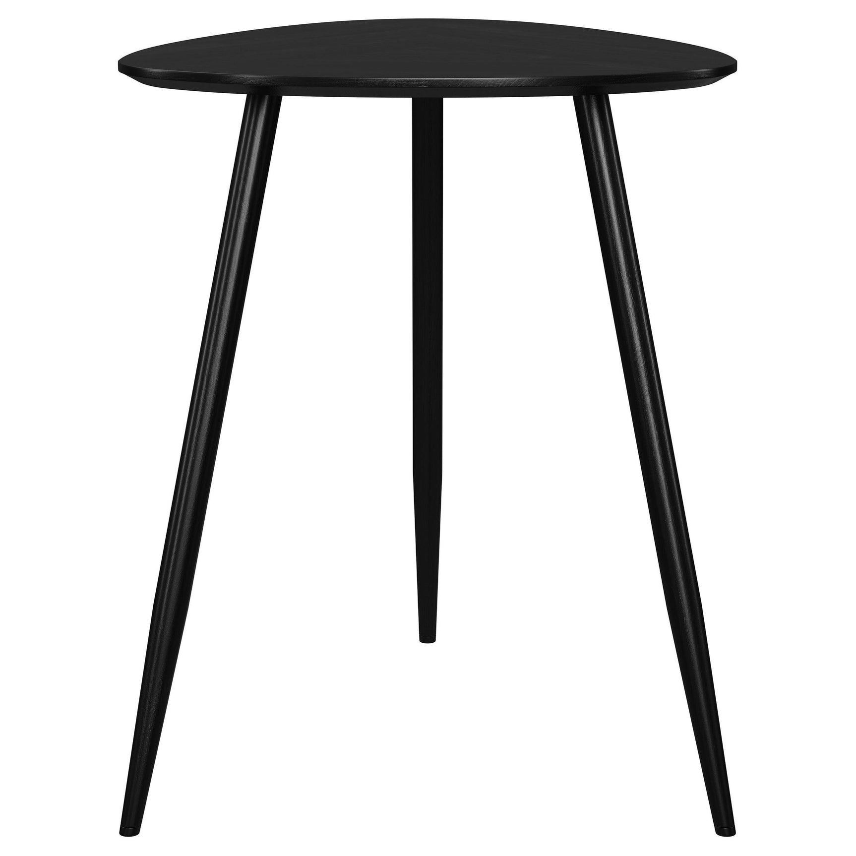 Close-up of black finish on mango wood end table