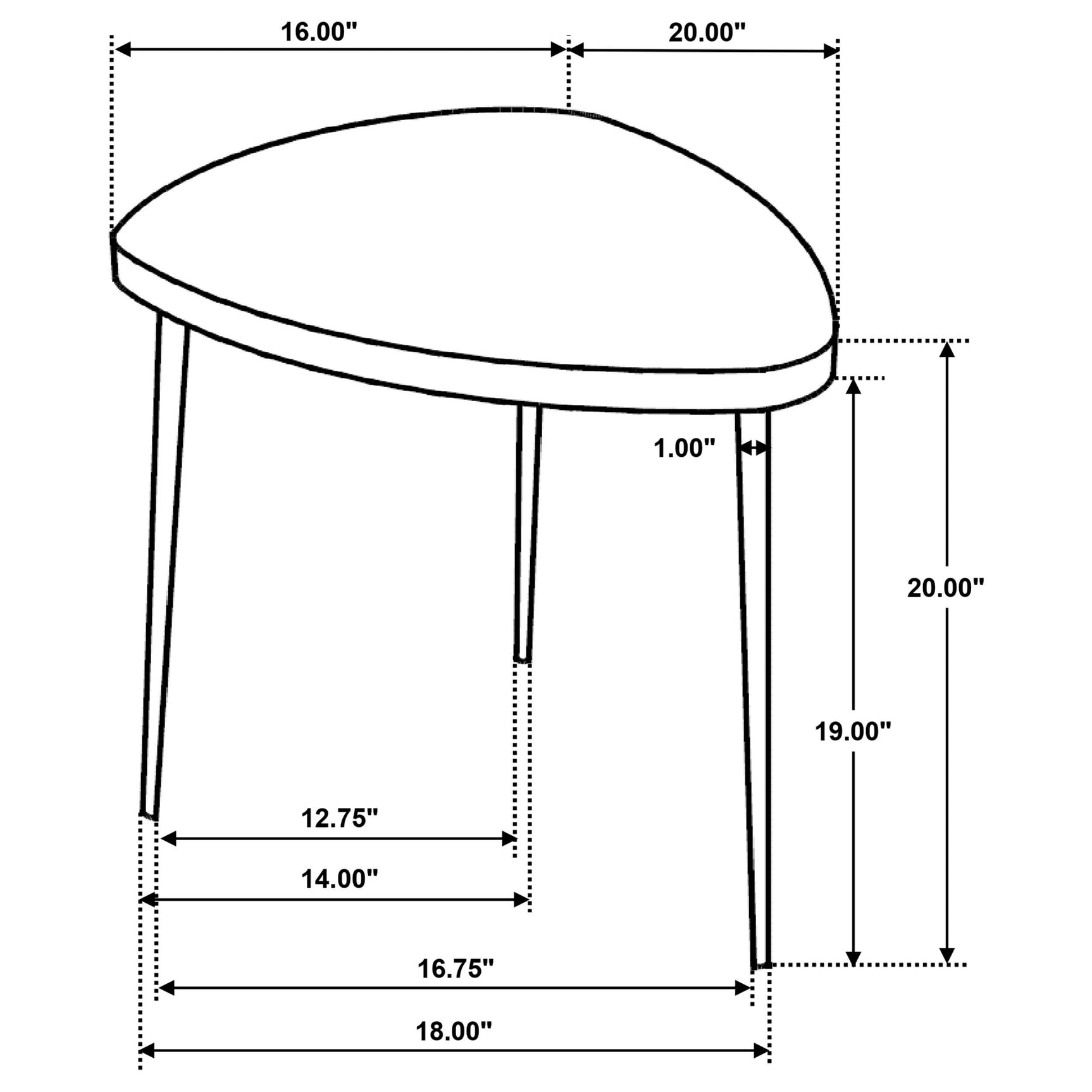 End table triangular corner angle