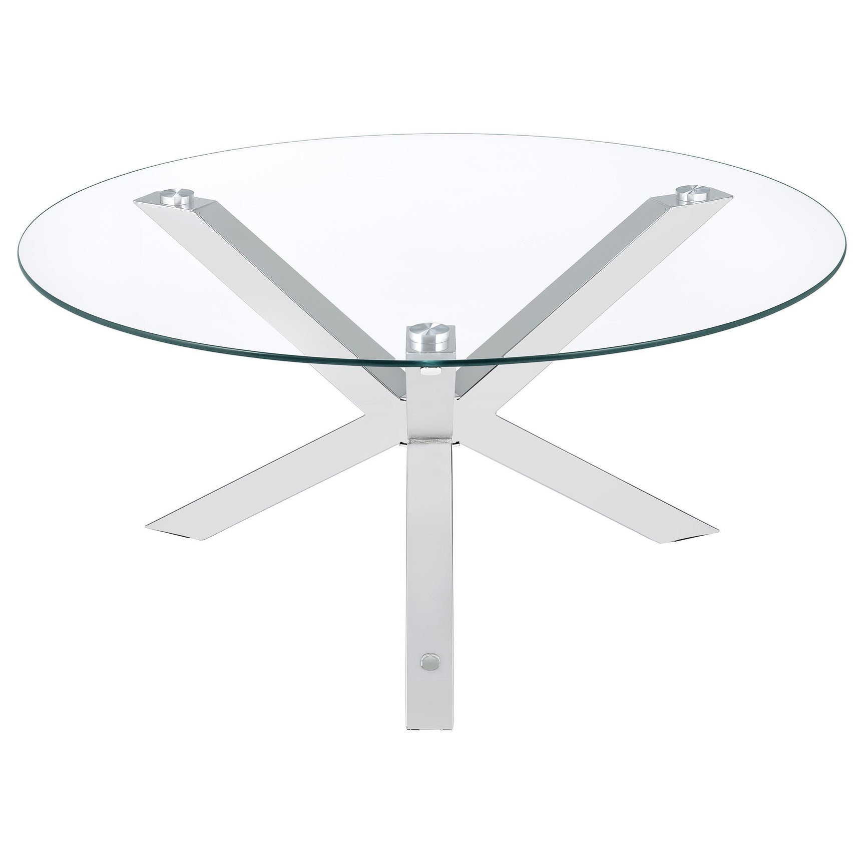Kenzie coffee table showing leg design and tempered glass top