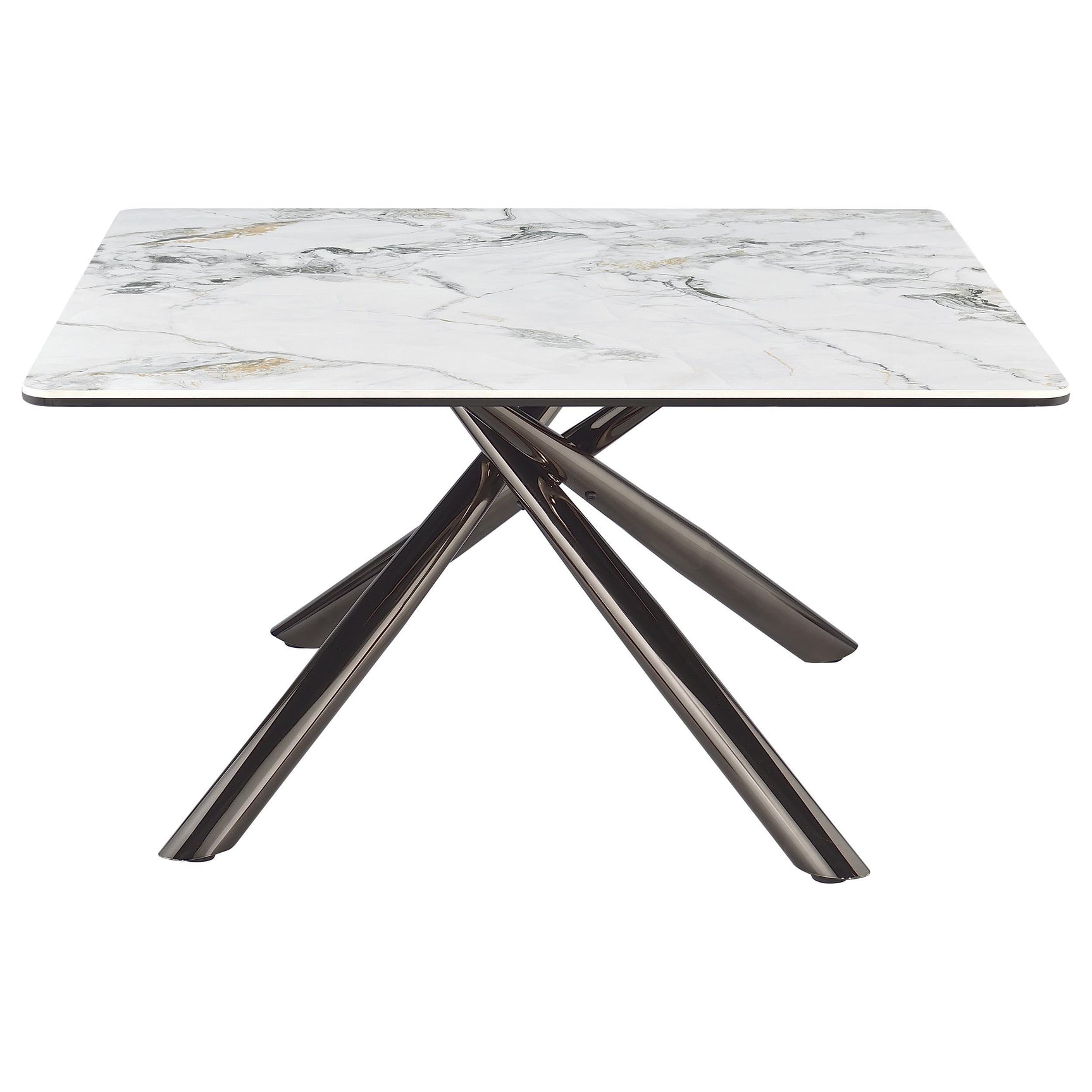 Black tempered glass layer under sintered stone top on Carvell Coffee Table