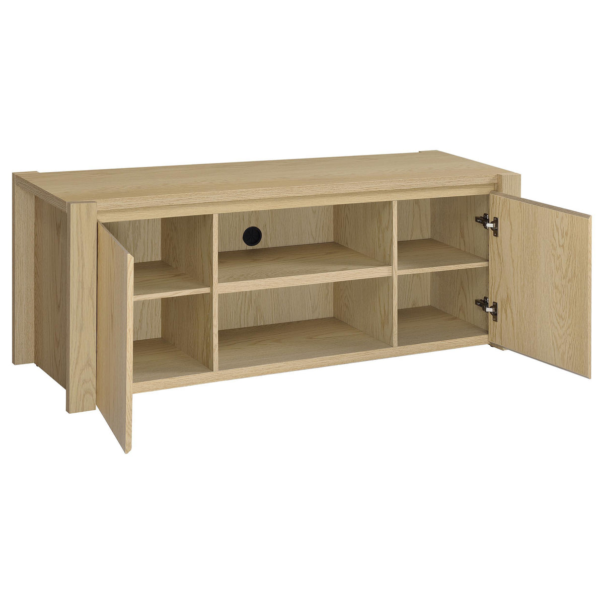 Open door revealing adjustable shelf inside