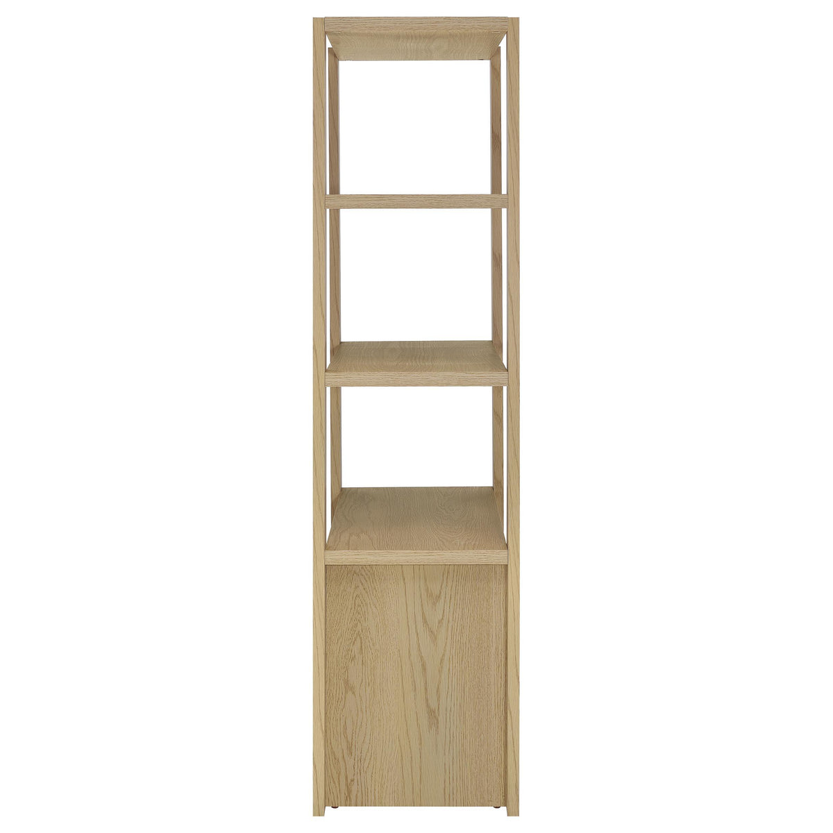 Laurelton 3-shelf tall media tower pier cabinet in light oak, front view