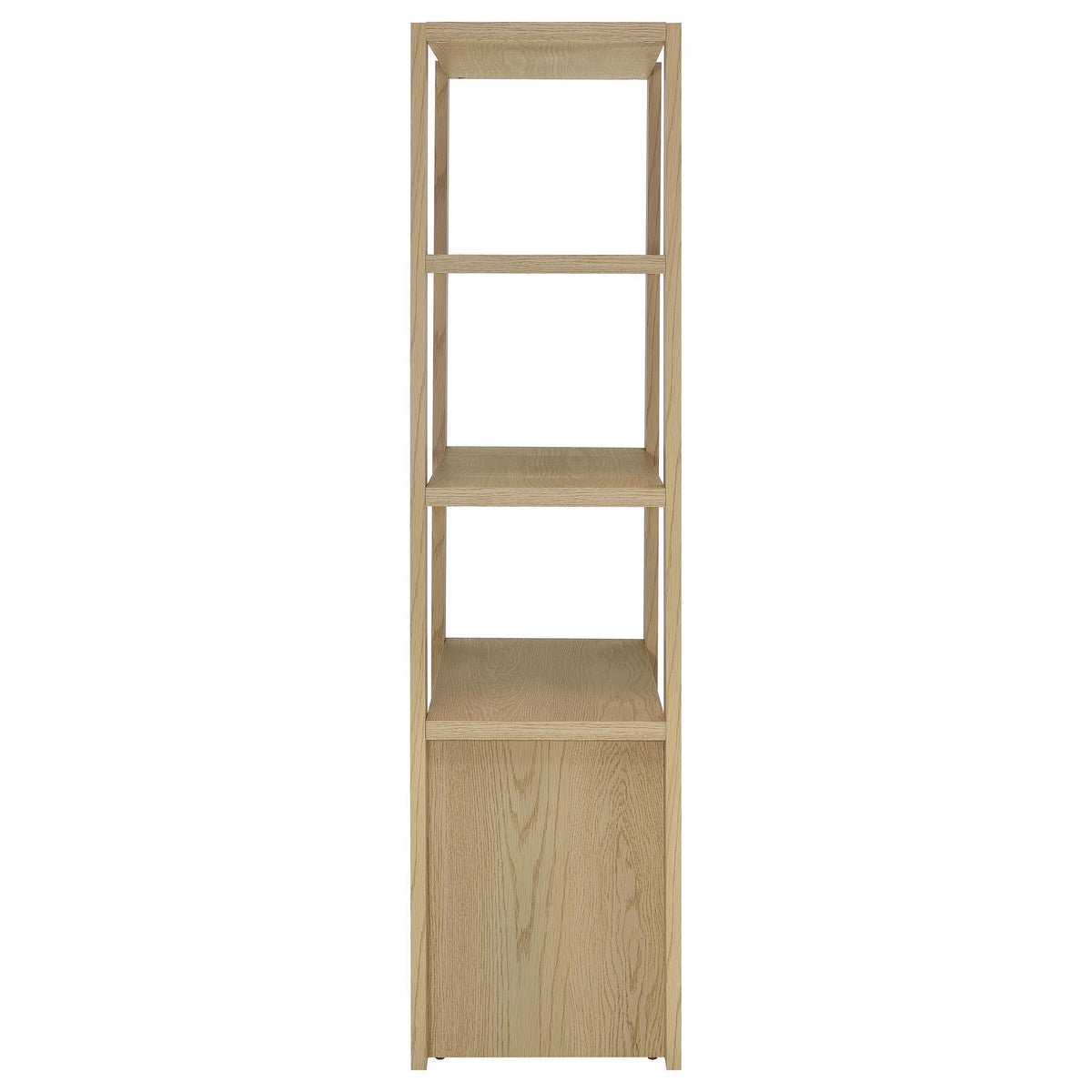 Laurelton 3-shelf tall media tower pier cabinet in light oak, front view