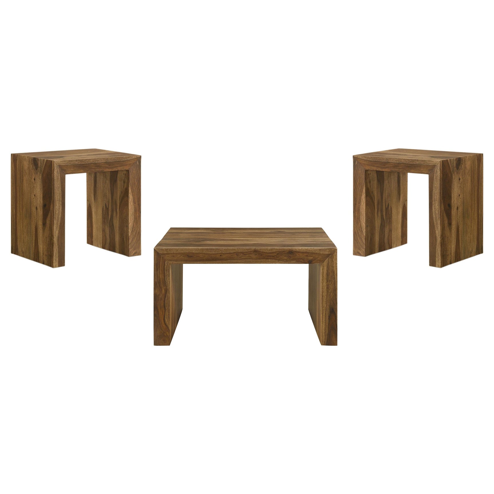 Odilia coffee table close-up showing wood grain and mitered corners