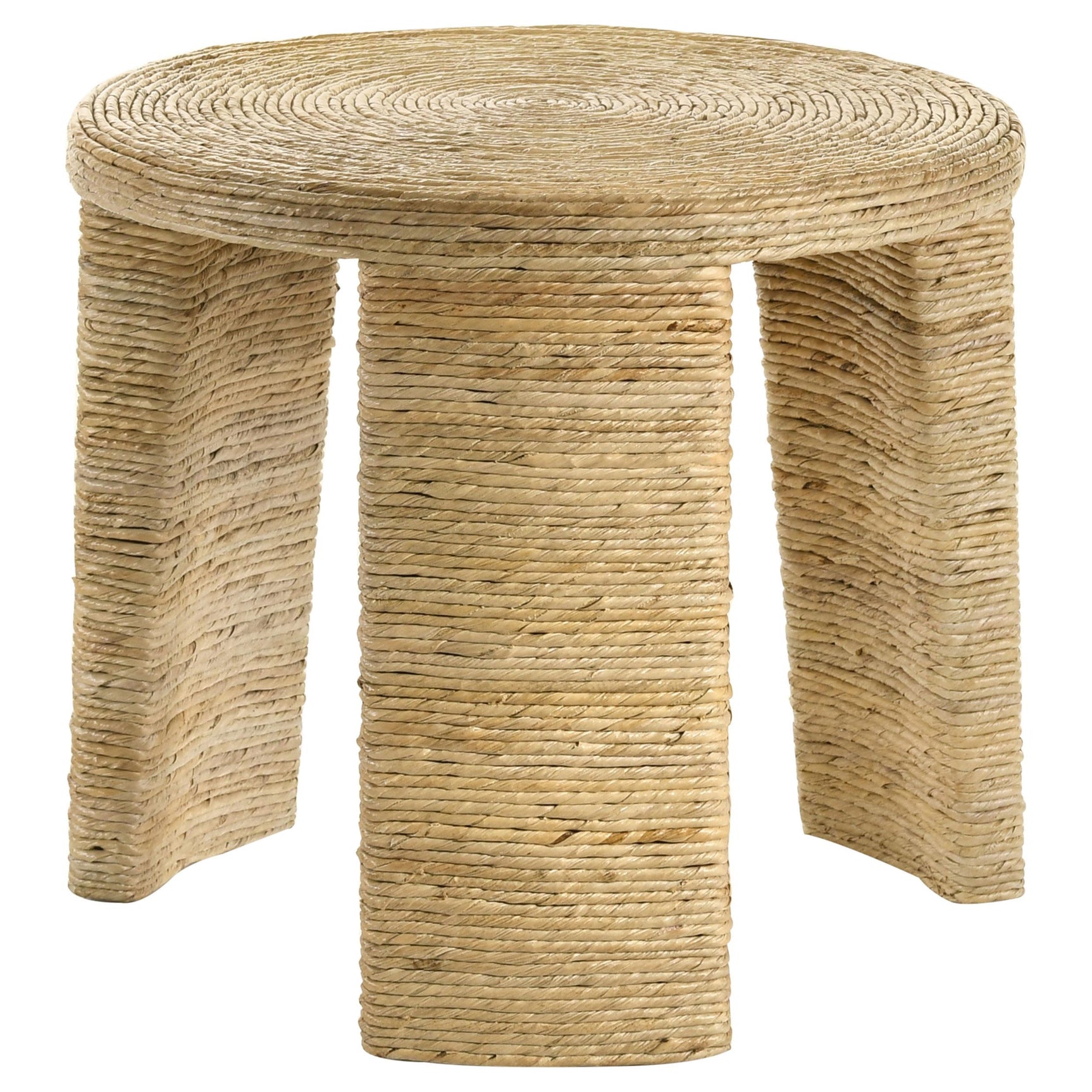 Artina end table front angle showing rattan weave
