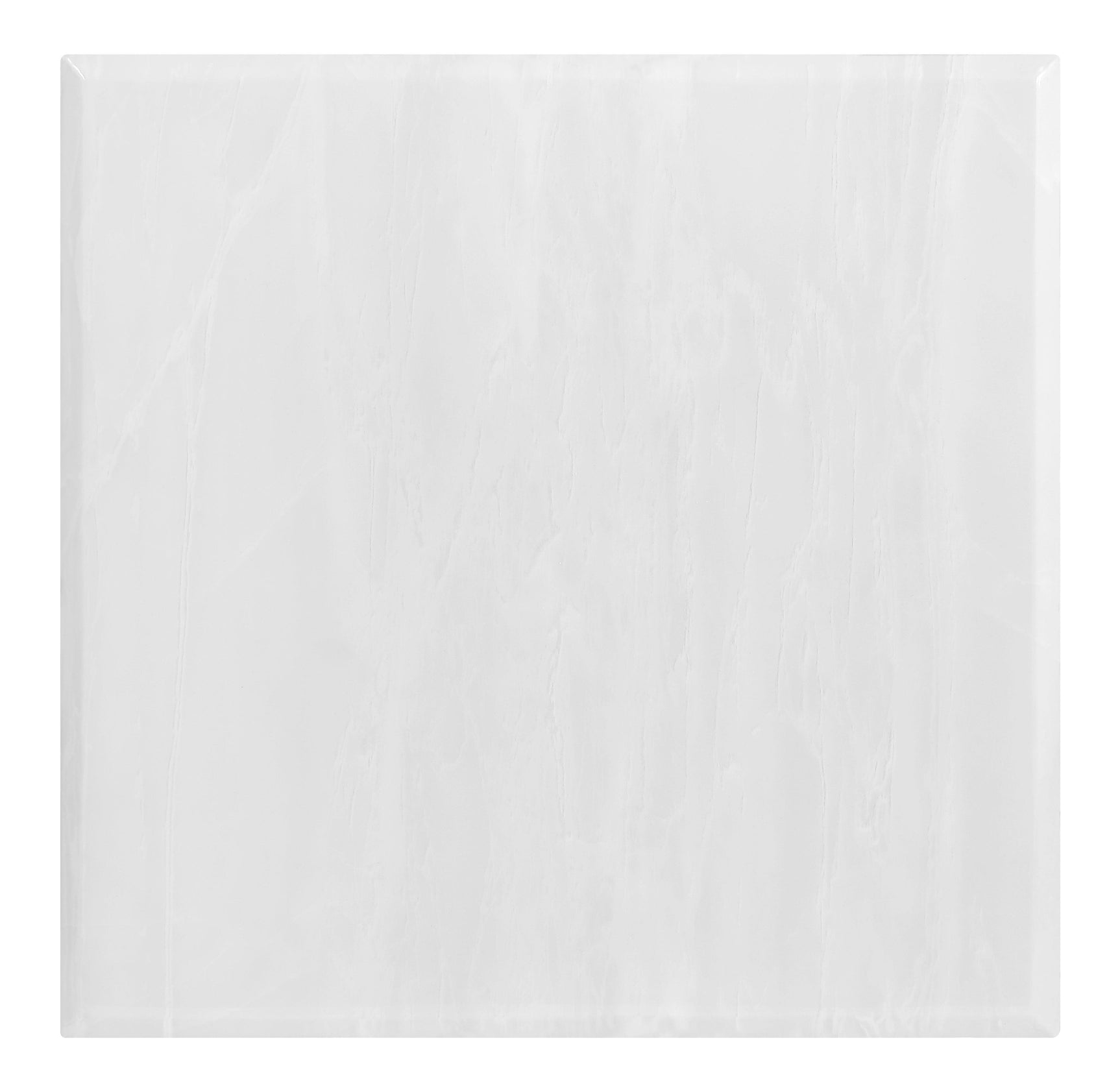 Elegant motif of chrome base supporting white marble-look top