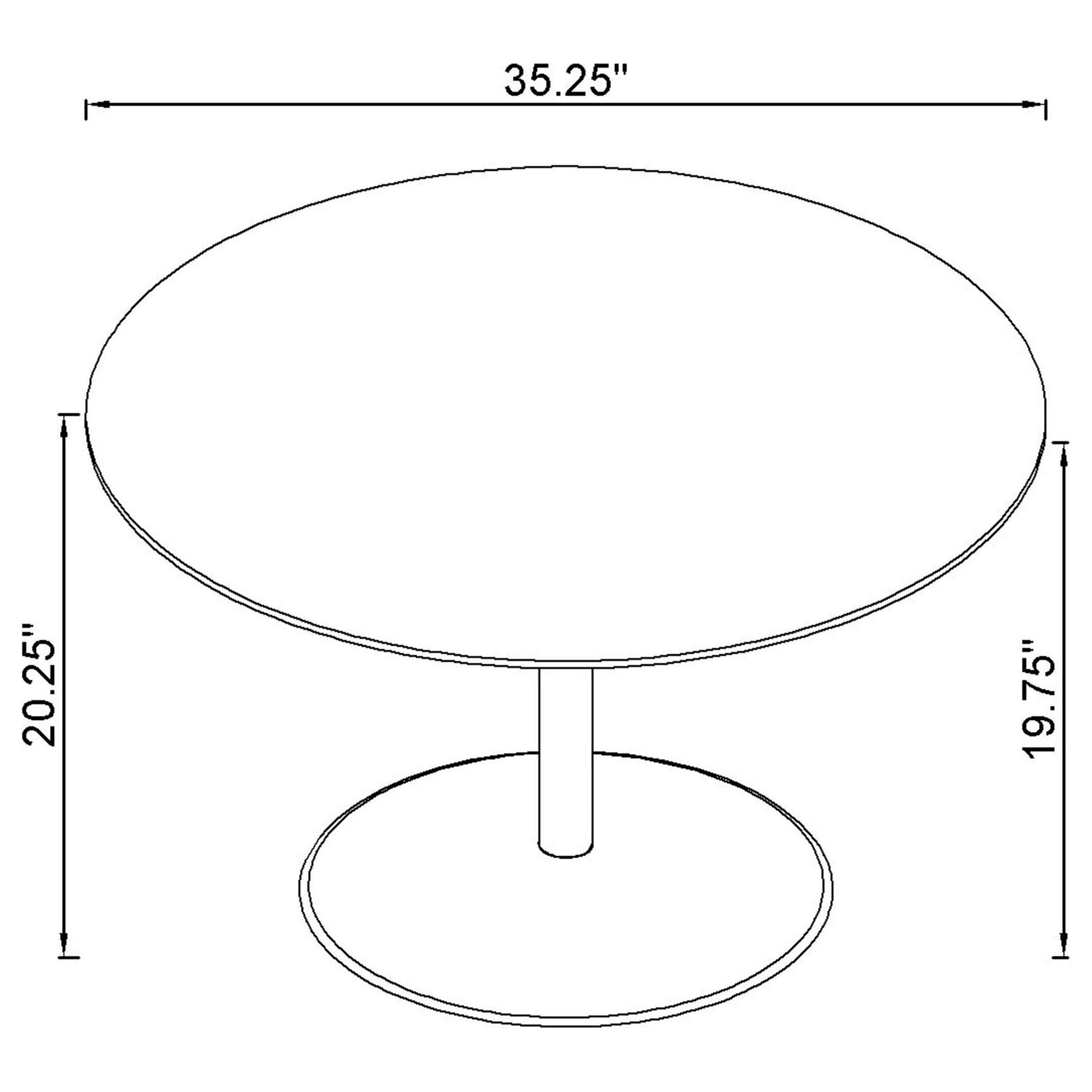 Top view of Ganso black round glass coffee and end tables
