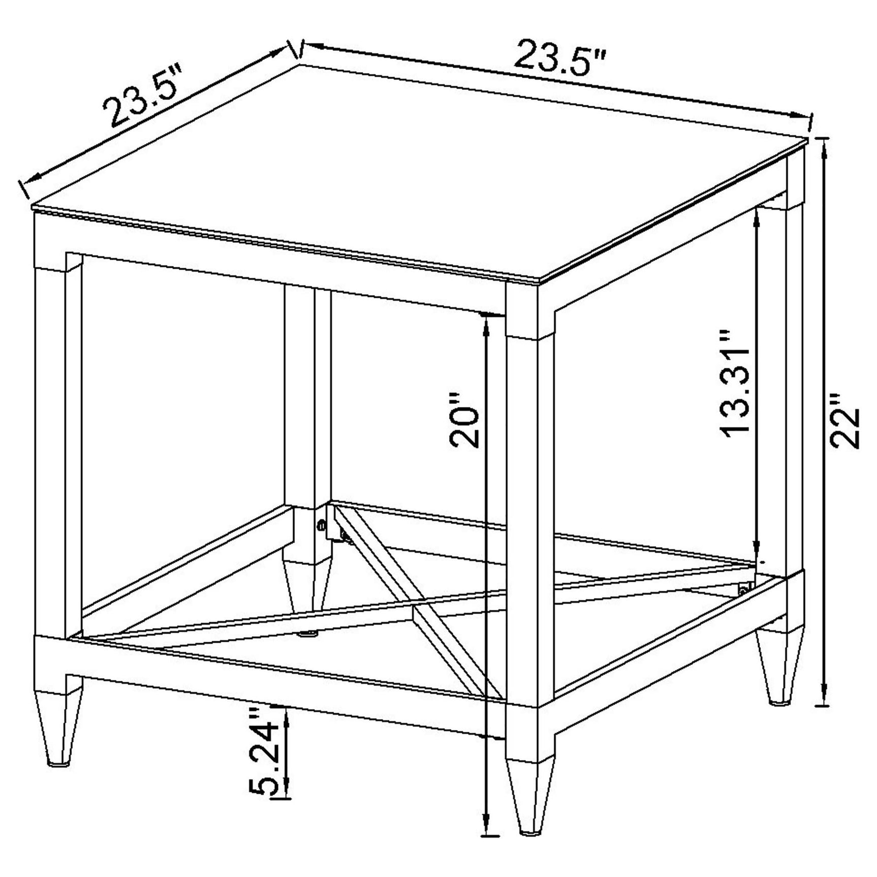 Lindley 3-piece square coffee and end table set in chrome finish