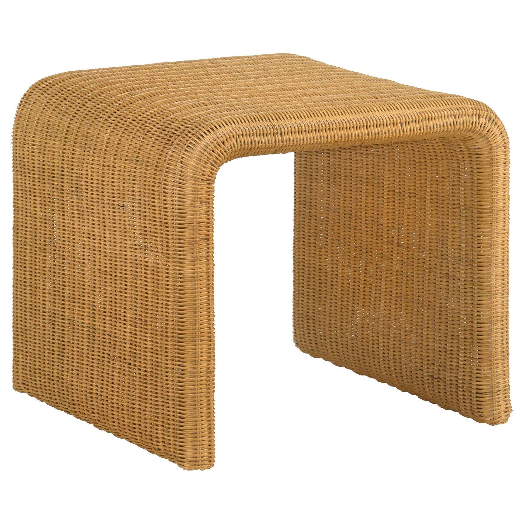 End table natural rattan surface detail