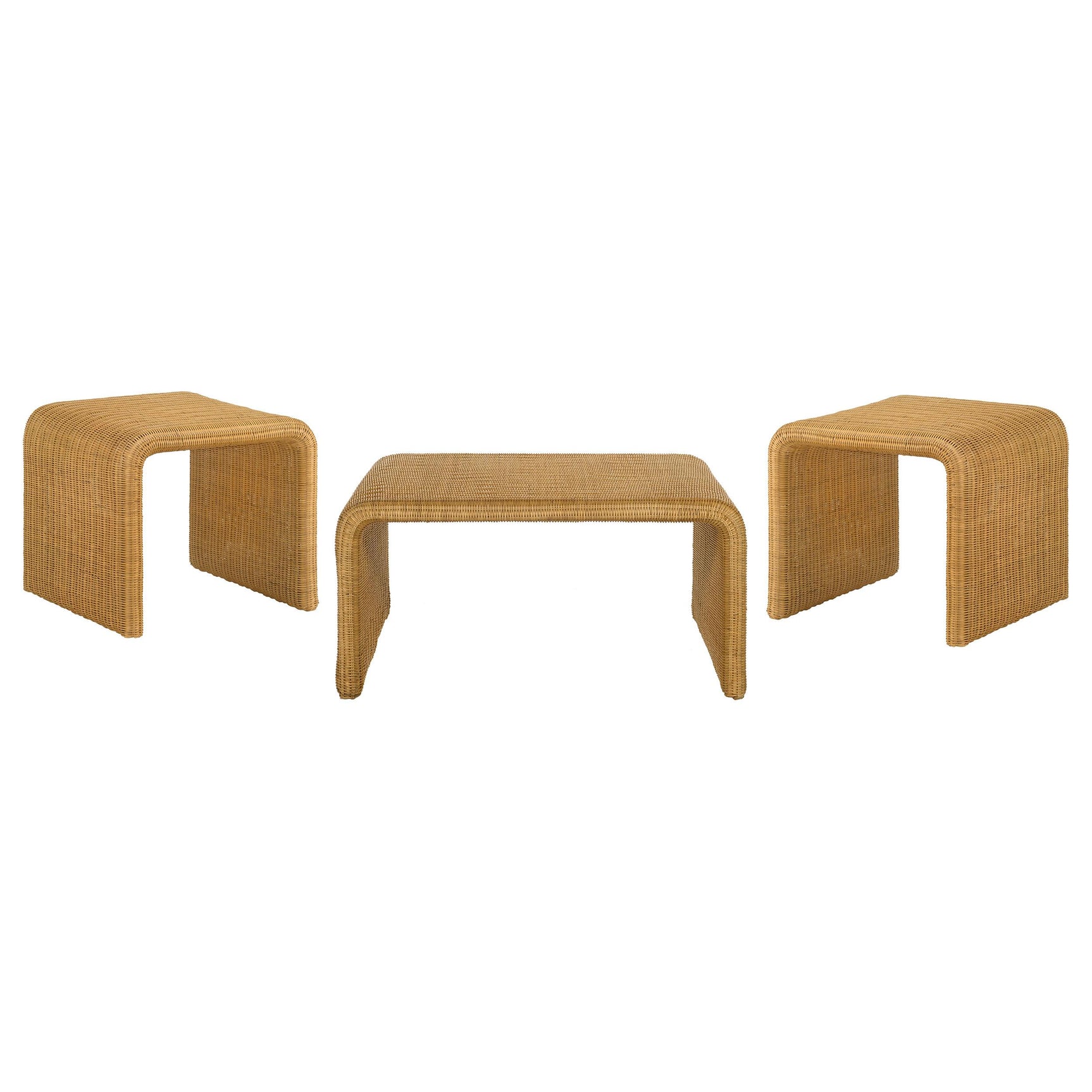 Cahya rattan coffee table top detail