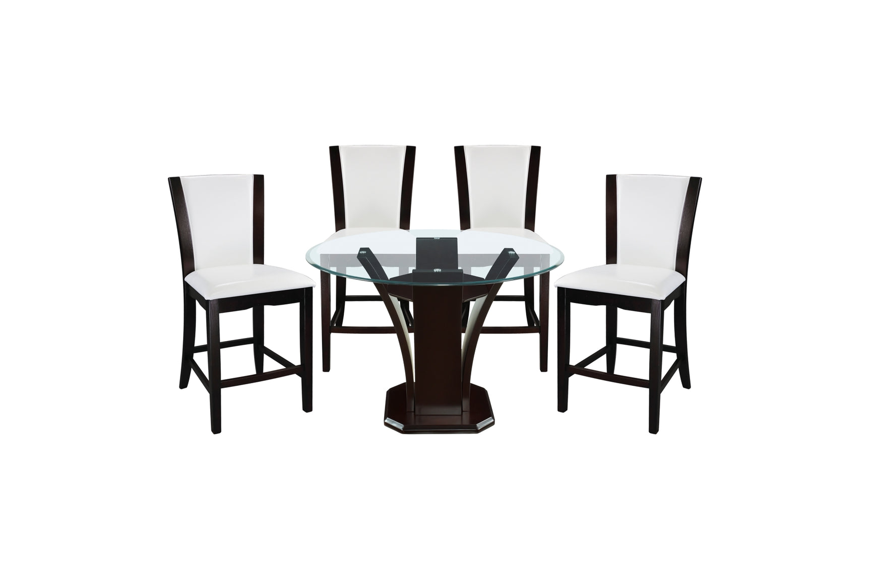Full front view of dining set with 6 chairs