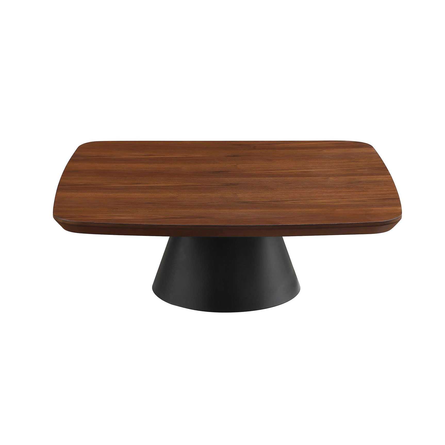Eason end table walnut finish with black metal base