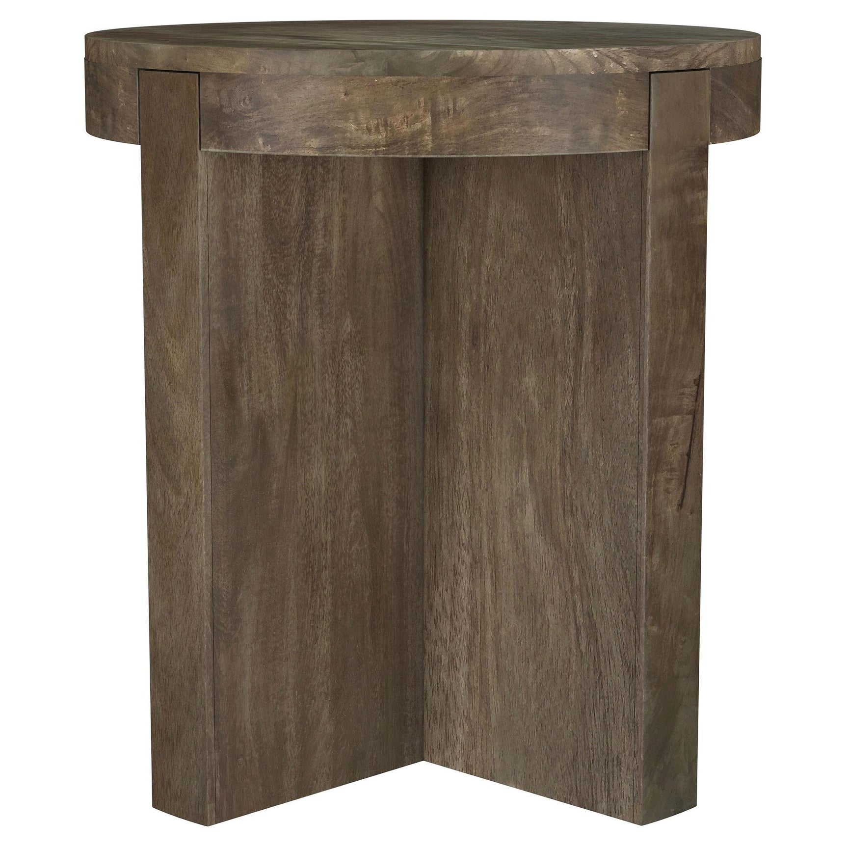 End table with solid wood round top and sturdy base