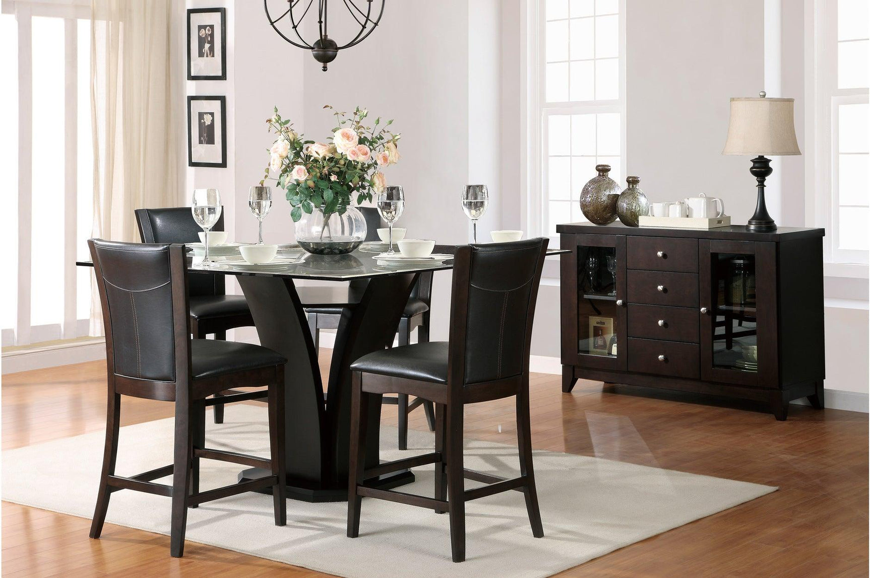 Side view of Daisy Espresso Counter Height Dining Set
