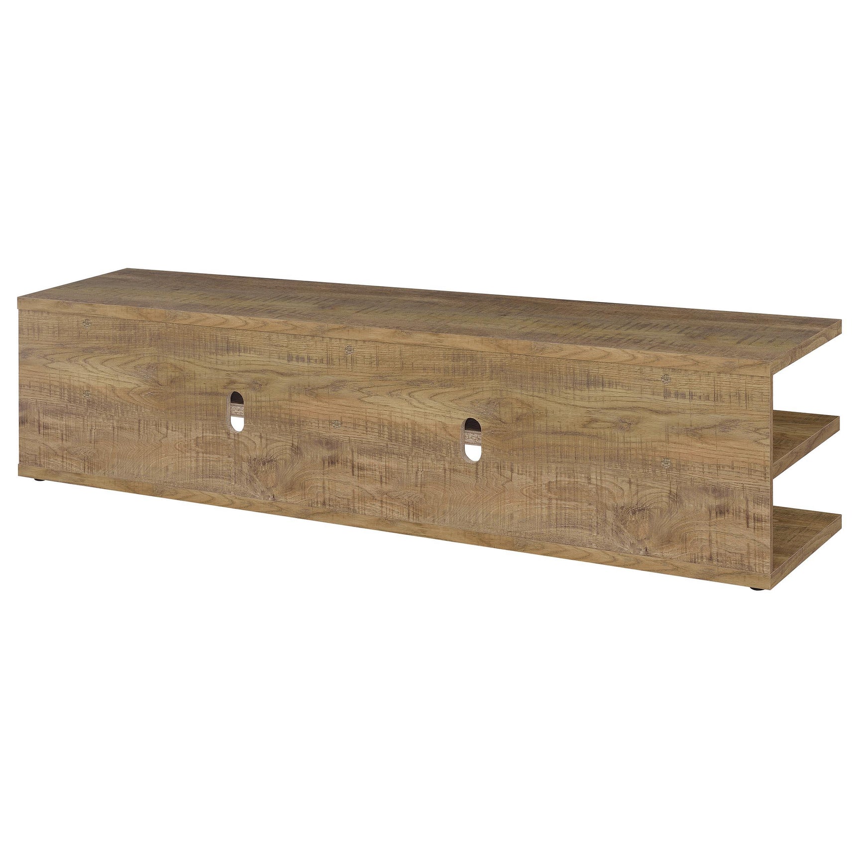 Cartmill TV stand showing plastic glide levelers