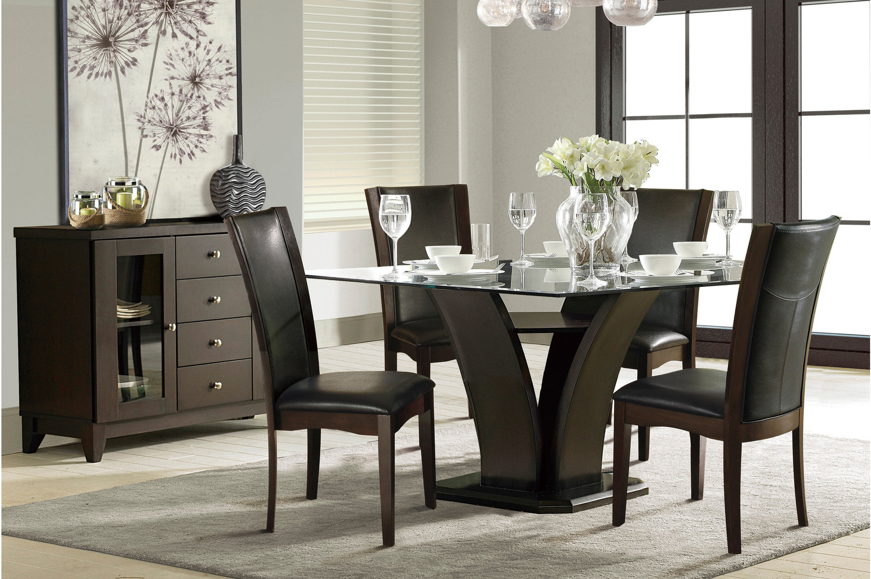 Main view of Daisy Dark Cherry Dining Room Set dining table and chairs