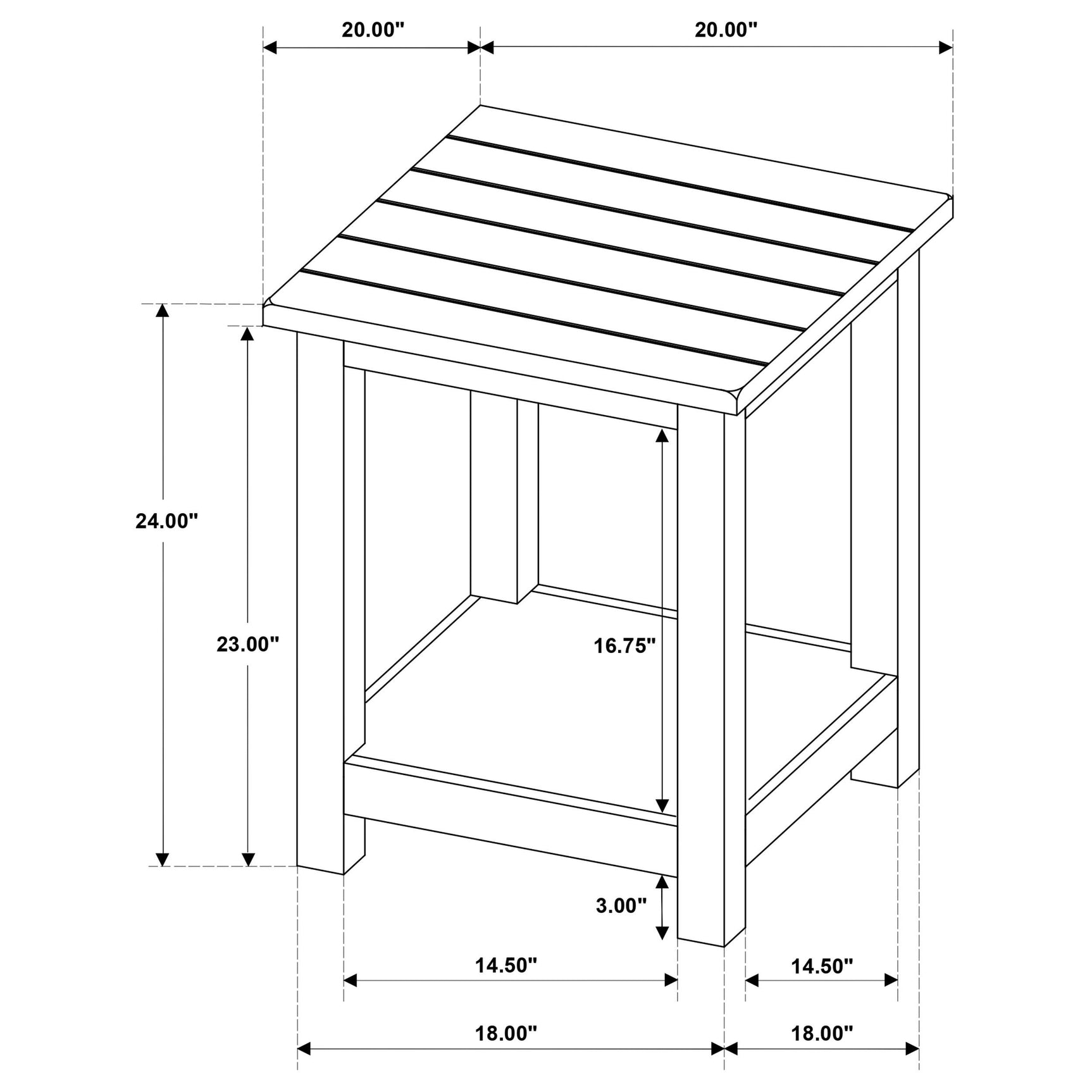 Payne tables angled highlighting shape and height difference
