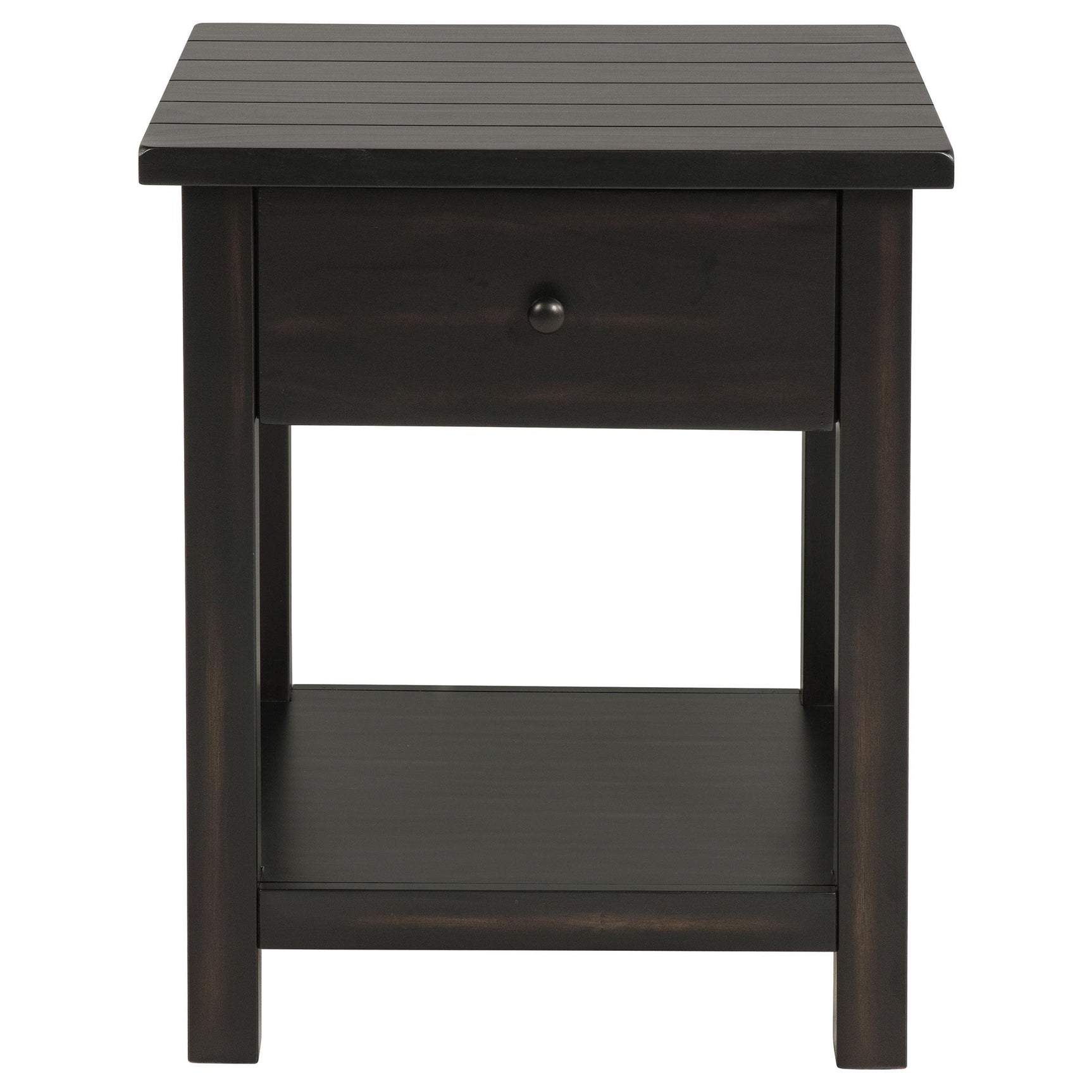 Side view of coffee table showing sturdy legs