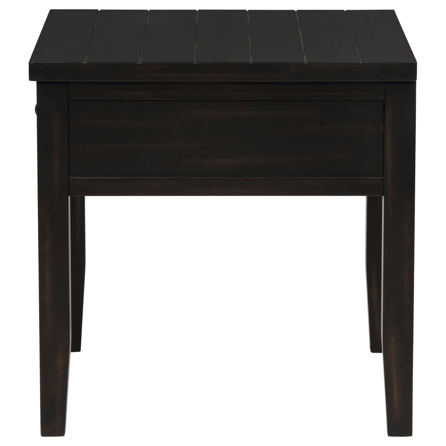 Rustic distressed java finish on table leg